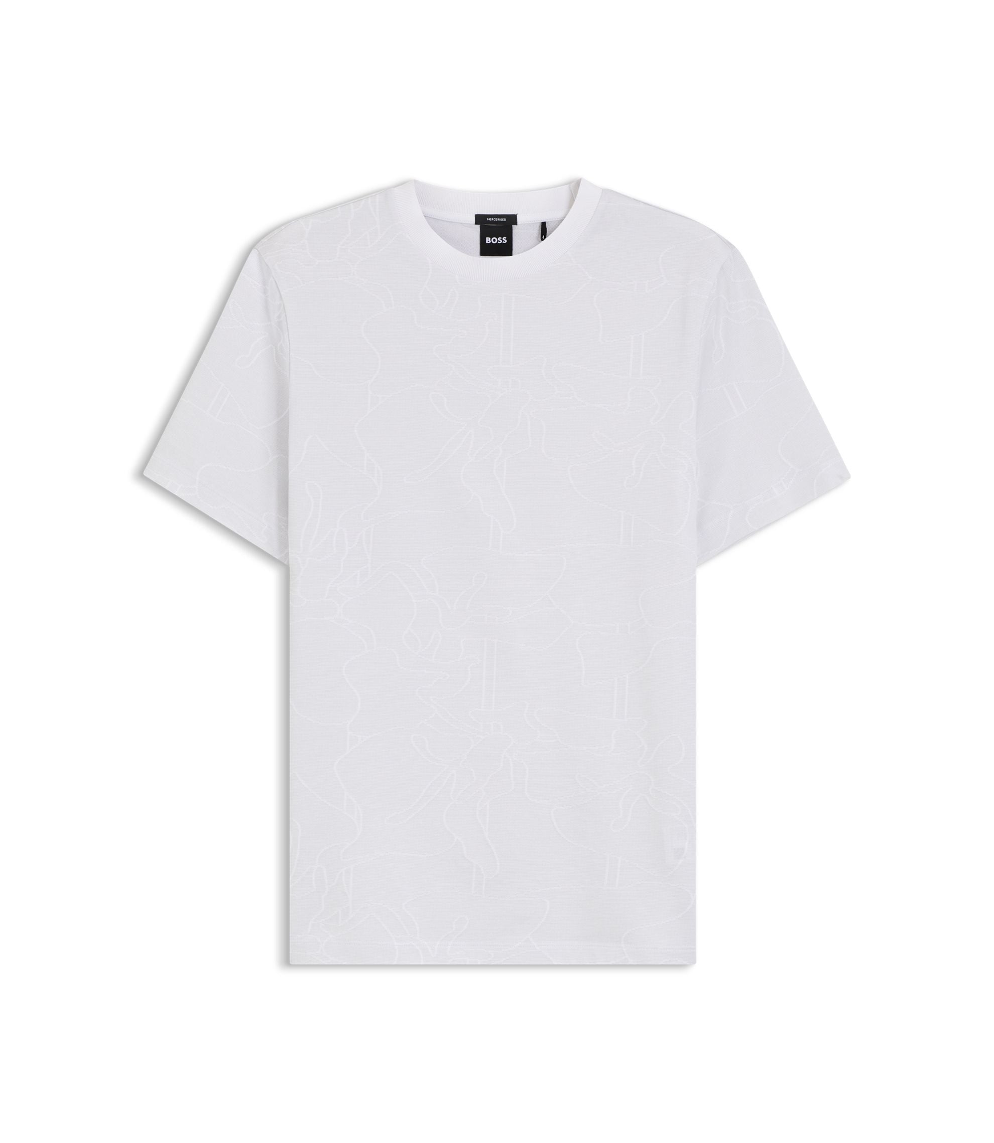 Boss Jacquard Pattern T Shirt In Cotton White