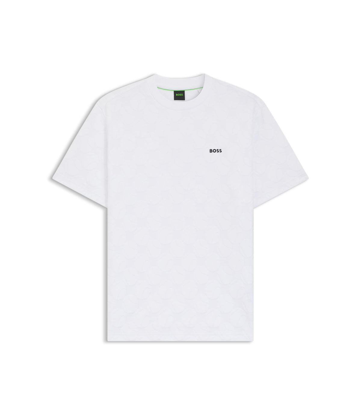Boss Cotton Blend T Shirt With Tennis Ball Jacquard White