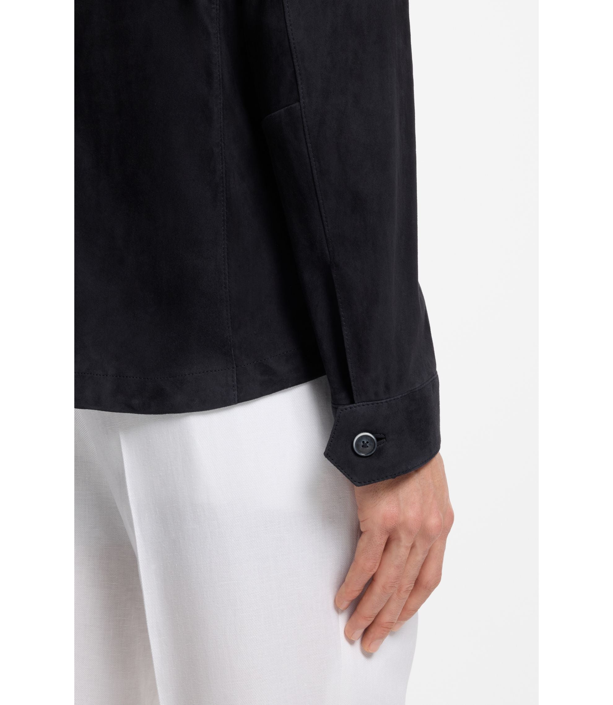 Boss Metis Suede Shirt With Nappalan Inner Dark Blue