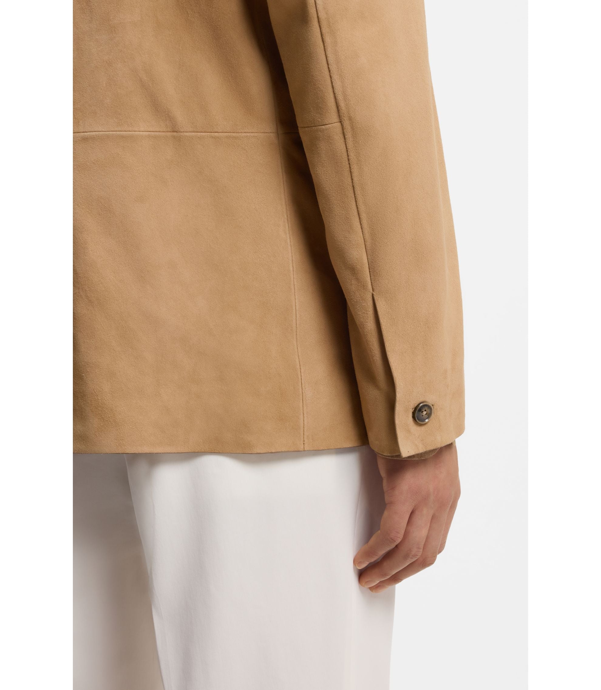 Boss Suede Blazer With Amf Stitching Beige