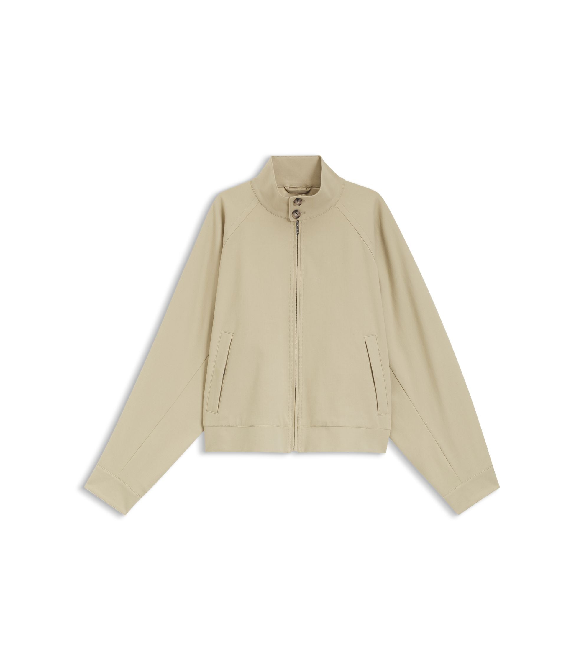 Boss Cotton Stretch Bomber Jacket With Zip Light Beige