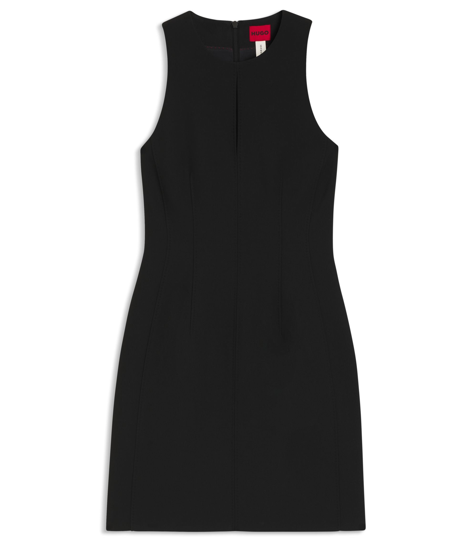 Hugo Keyhole Neckline Mini Dress In Stretch Twill Black Women's