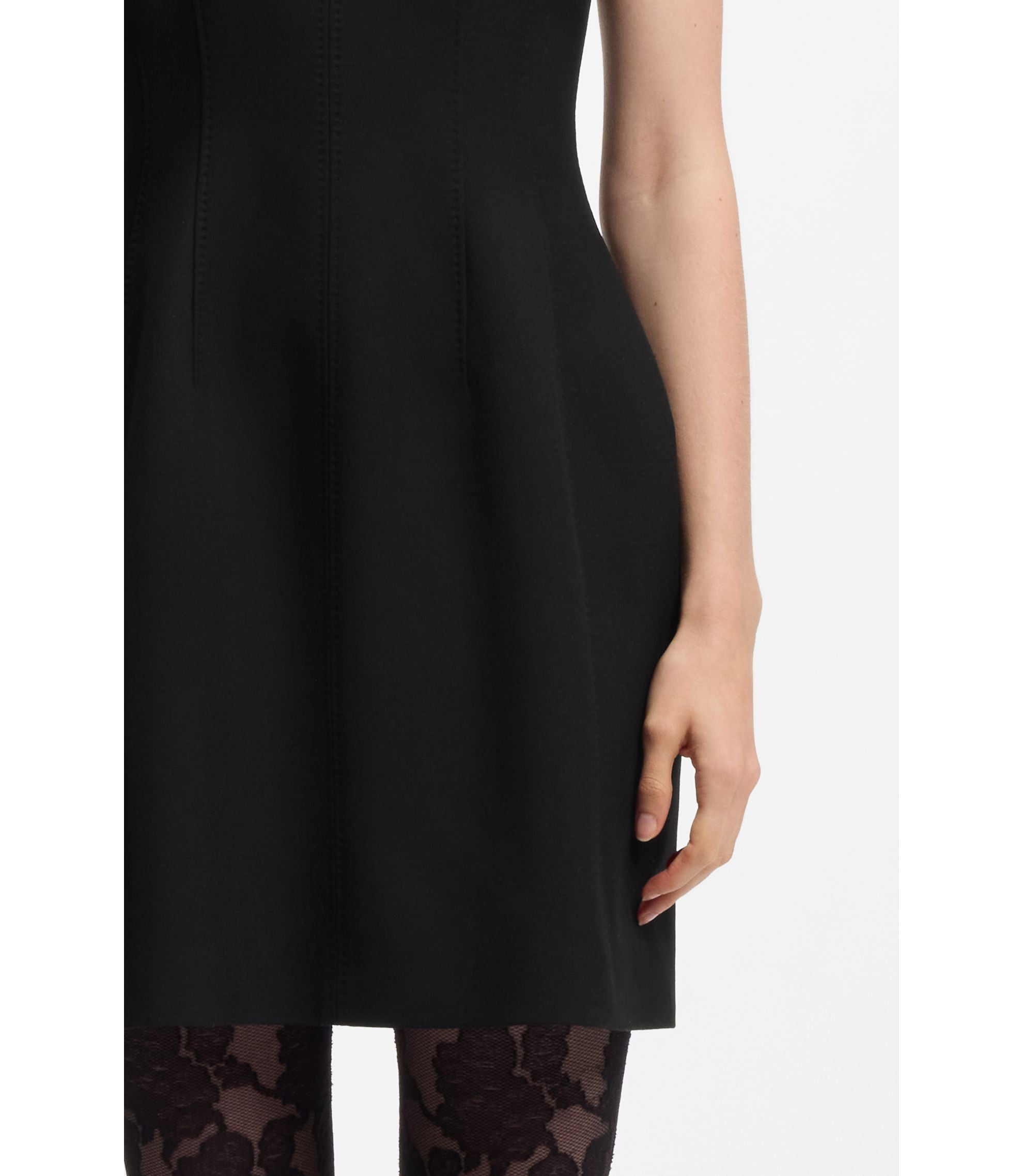 Hugo Keyhole Neckline Mini Dress In Stretch Twill Black Women's