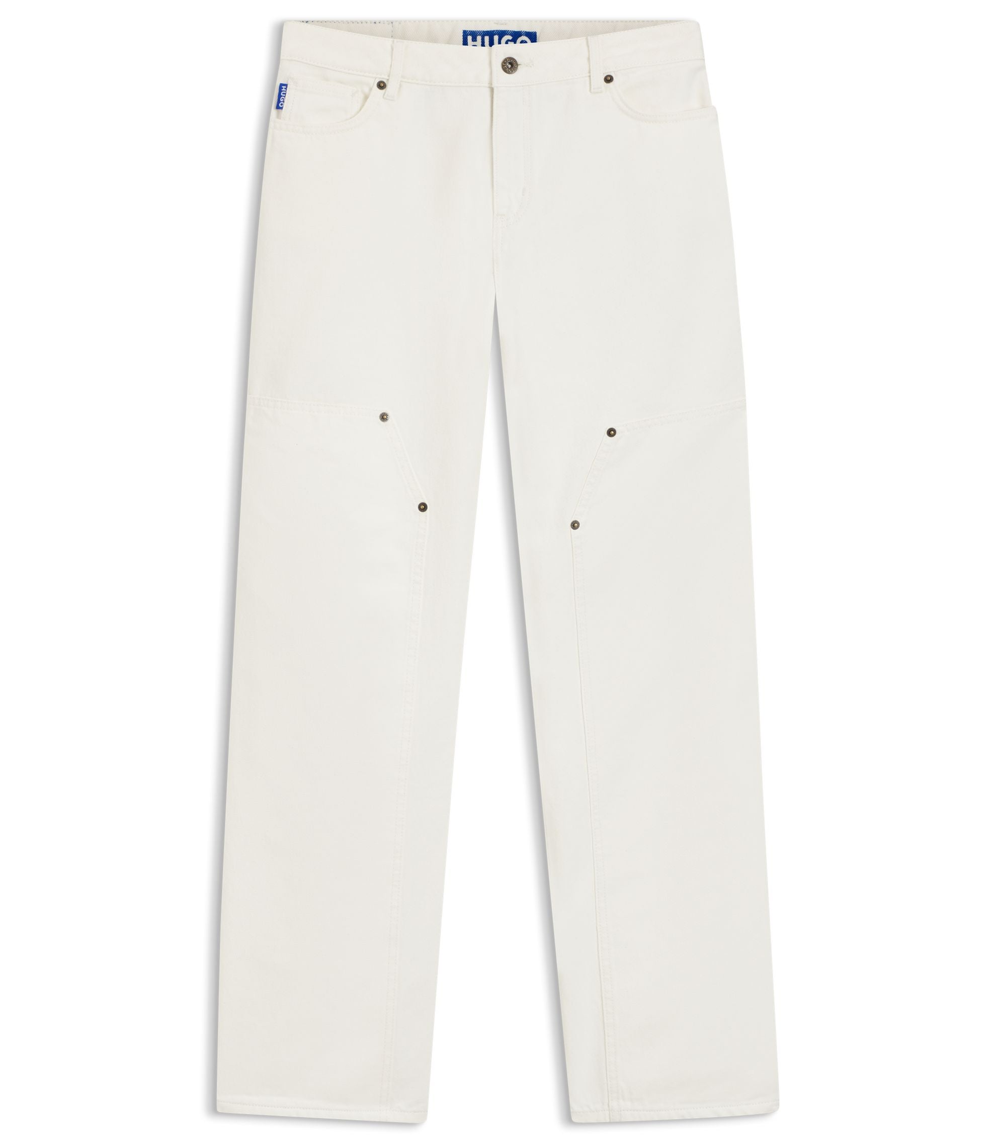 Hugo Ecru Baggy Fit Jeans In Rigid Denim White Women's