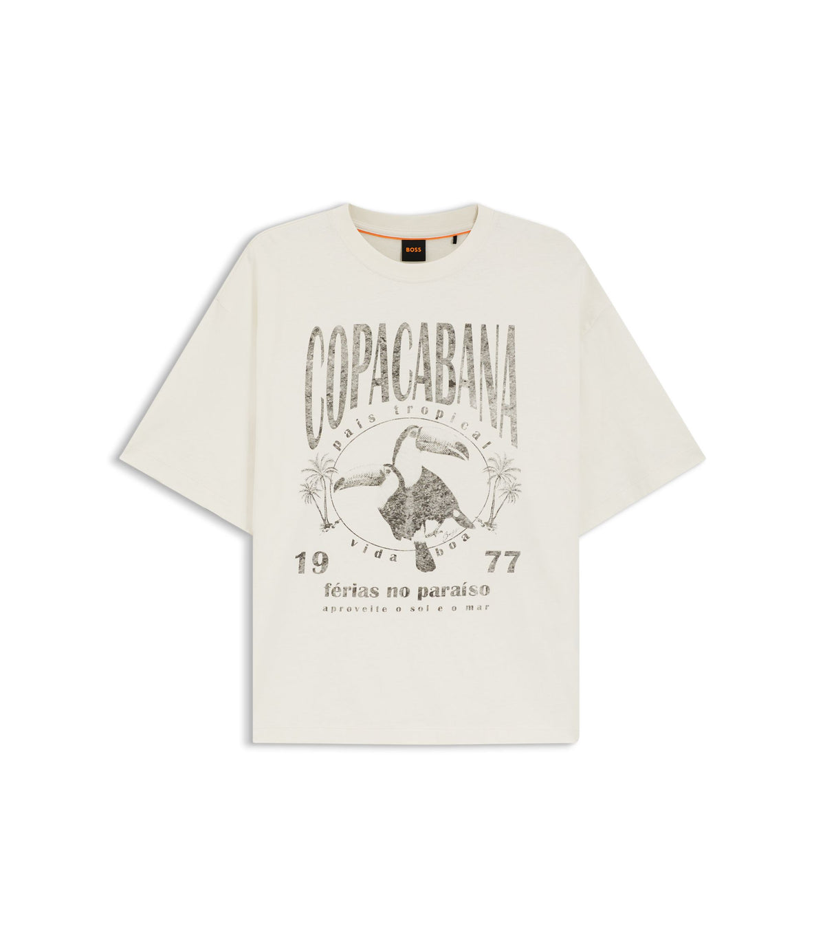 Boss Cotton Jersey T Shirt With Printed Artwork White Women's