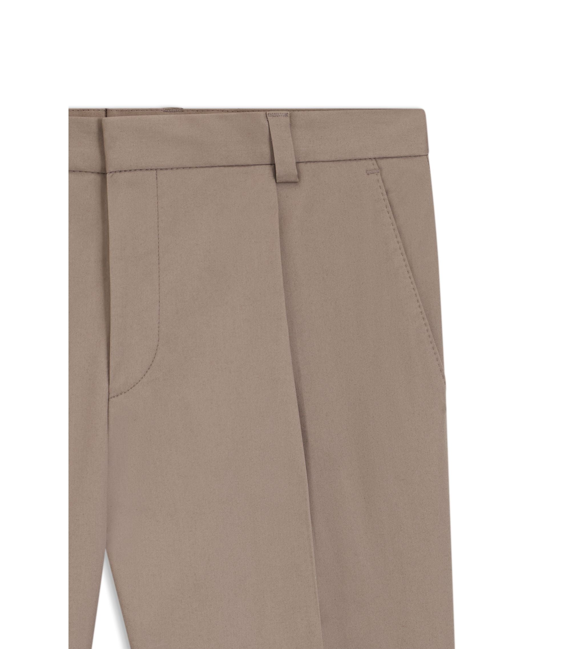Hugo Slim Fit Pants In Paper Touch Stretch Cotton Light Brown