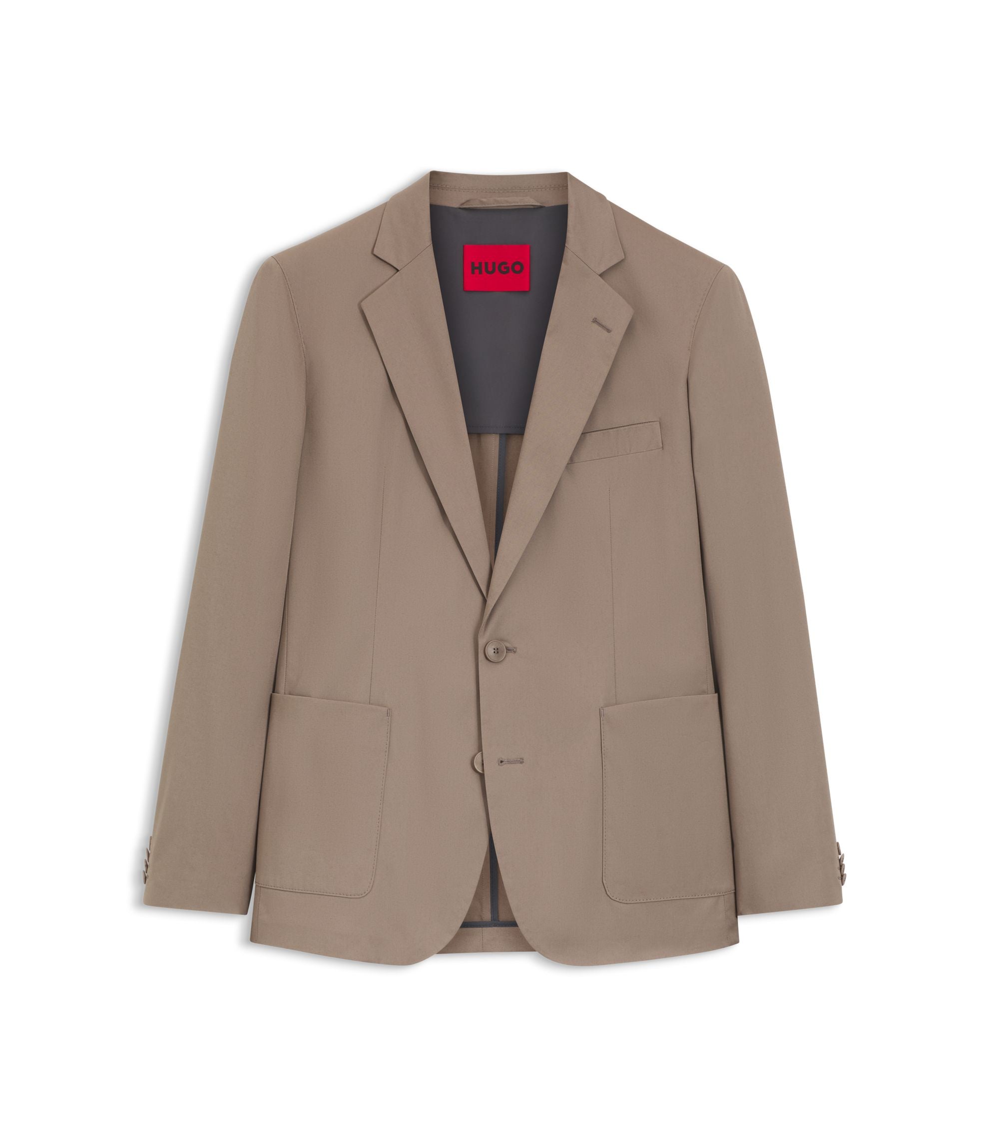 Hugo Slim Fit Jacket In Stretch Cotton Light Brown
