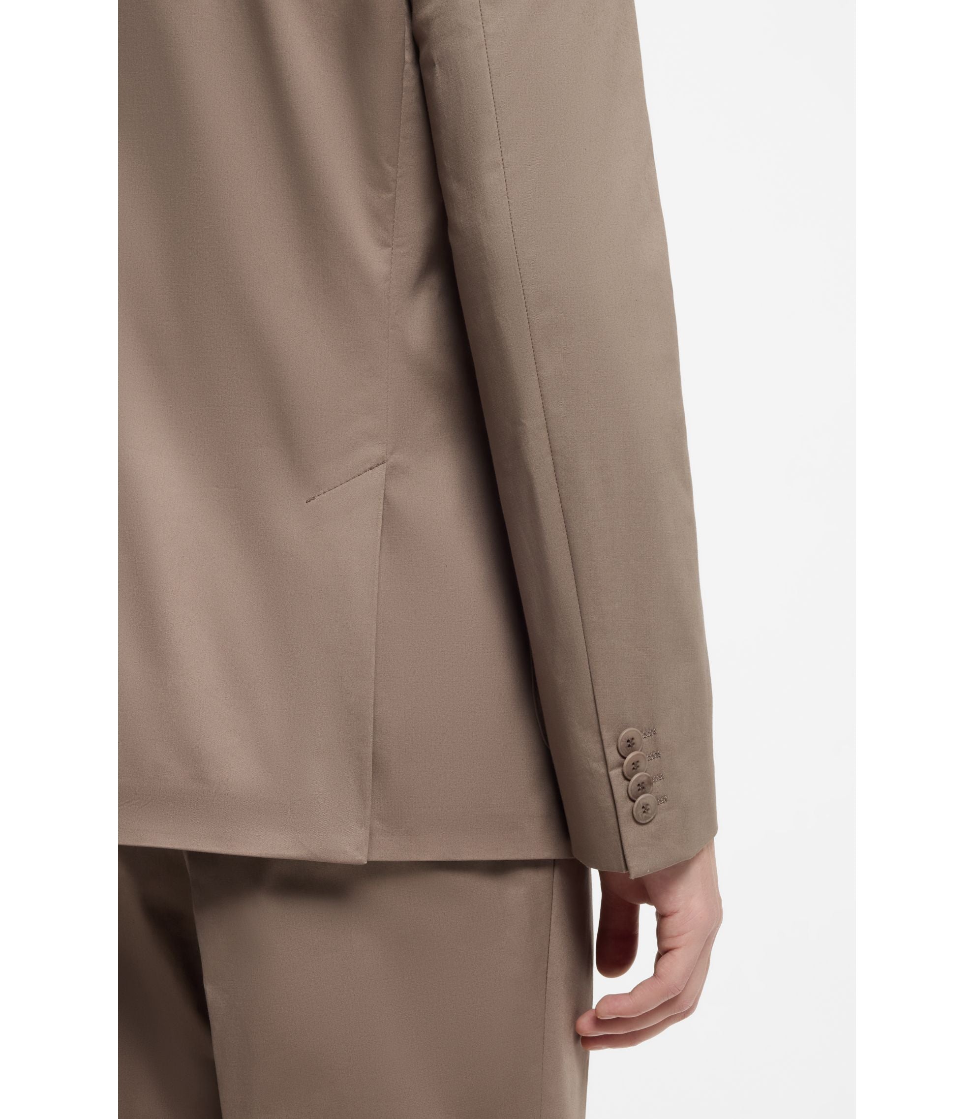 Hugo Slim Fit Jacket In Stretch Cotton Light Brown
