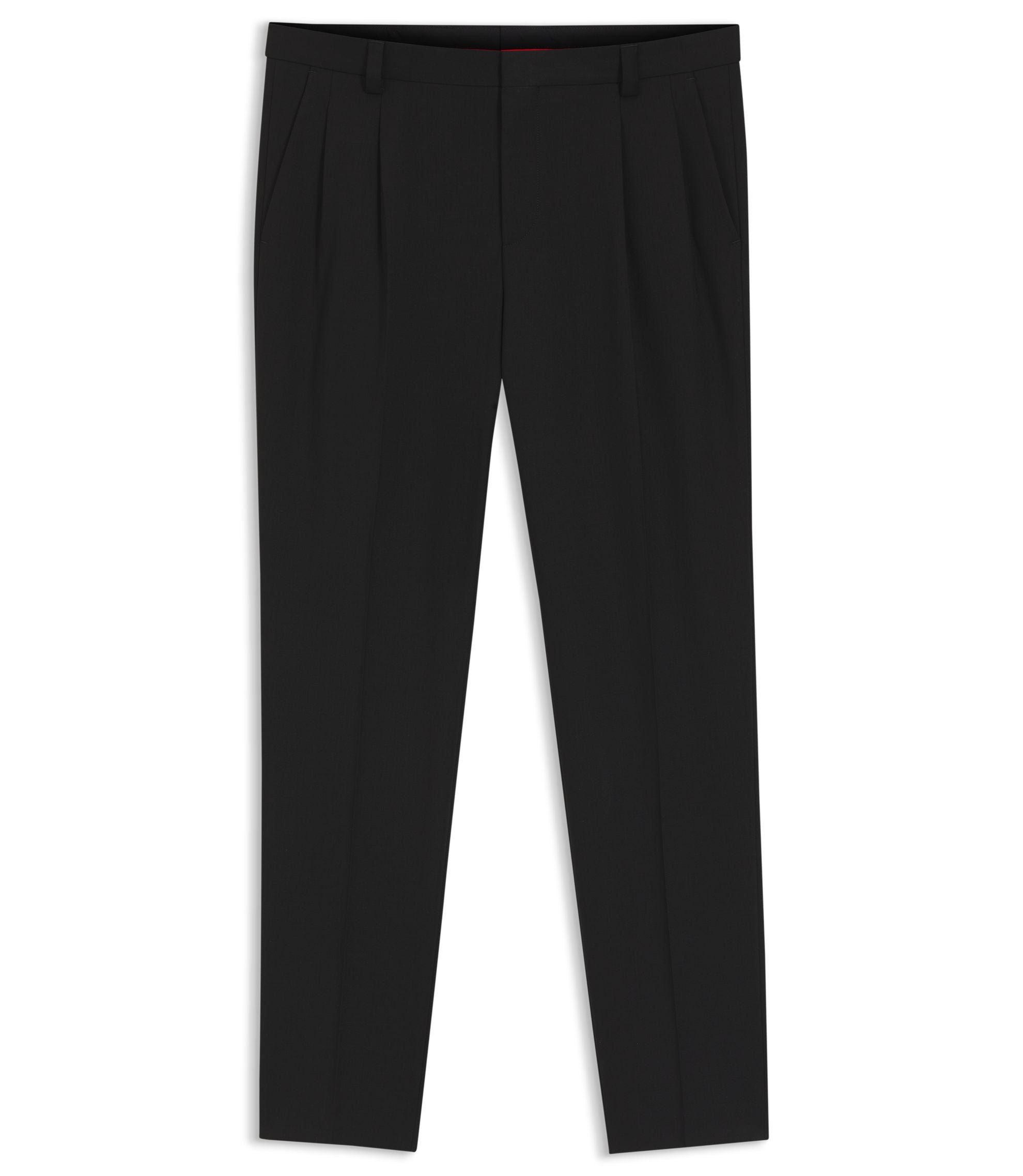 Hugo Extra Slim Fit Trousers In Wool Blend Twill Black