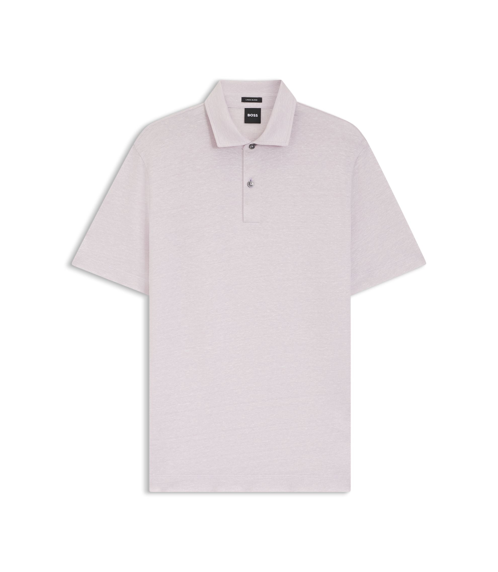 Boss Regular Fit Polo Shirt In Cotton And Linen Light Purple