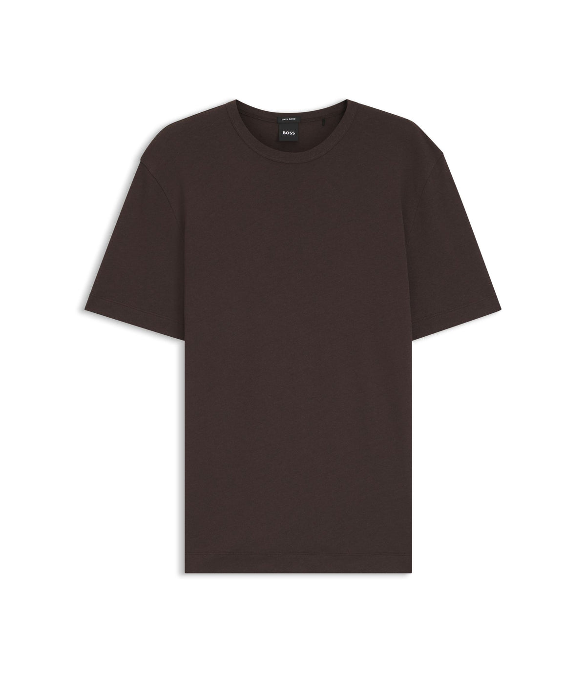 Boss Cotton Linen T Shirt In A Regular Fit Dark Brown