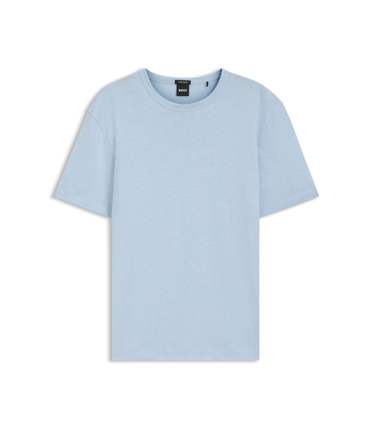 Boss Cotton Linen T Shirt In A Regular Fit Light Blue