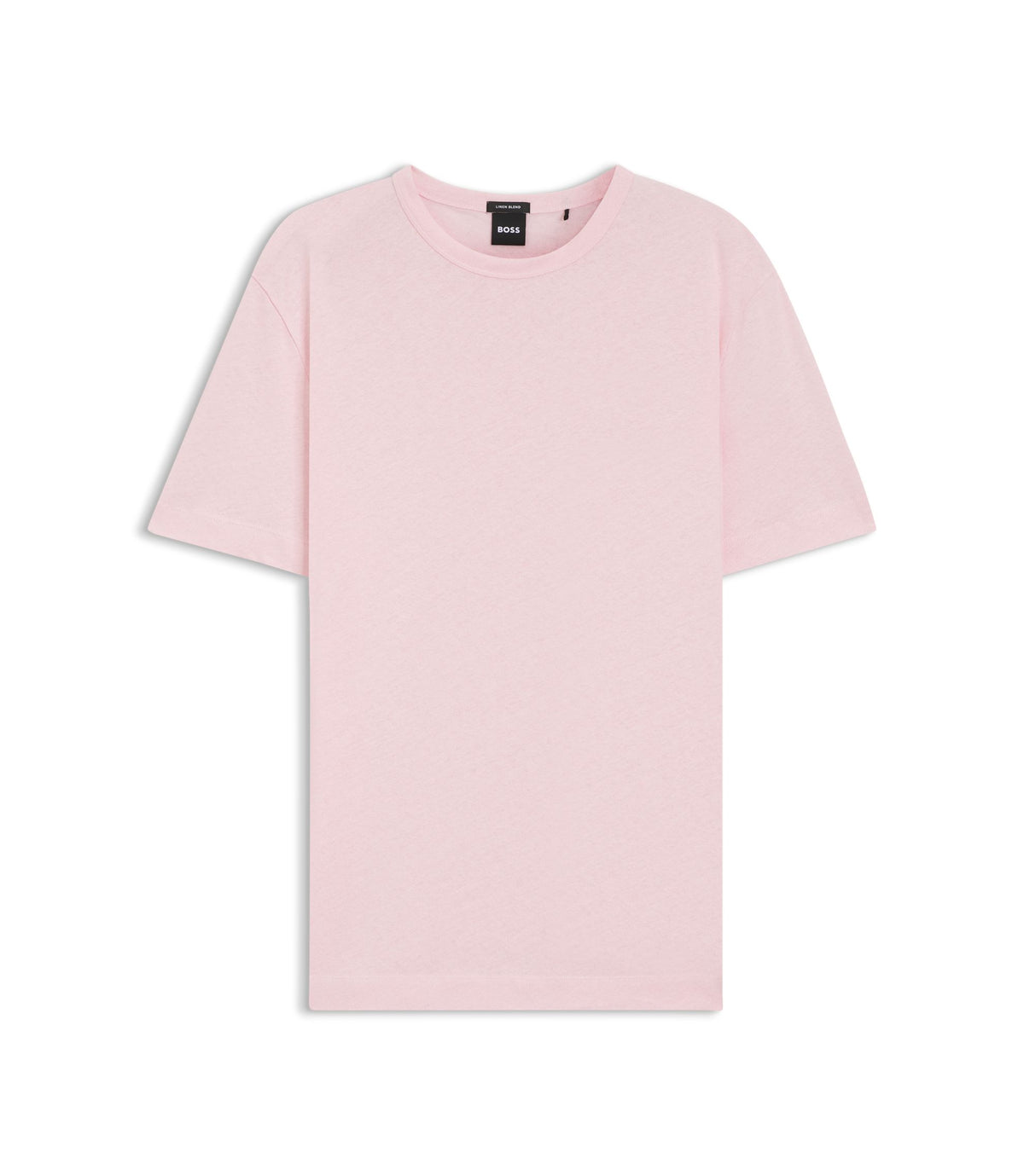 Boss Cotton Linen T Shirt In A Regular Fit Light Pink