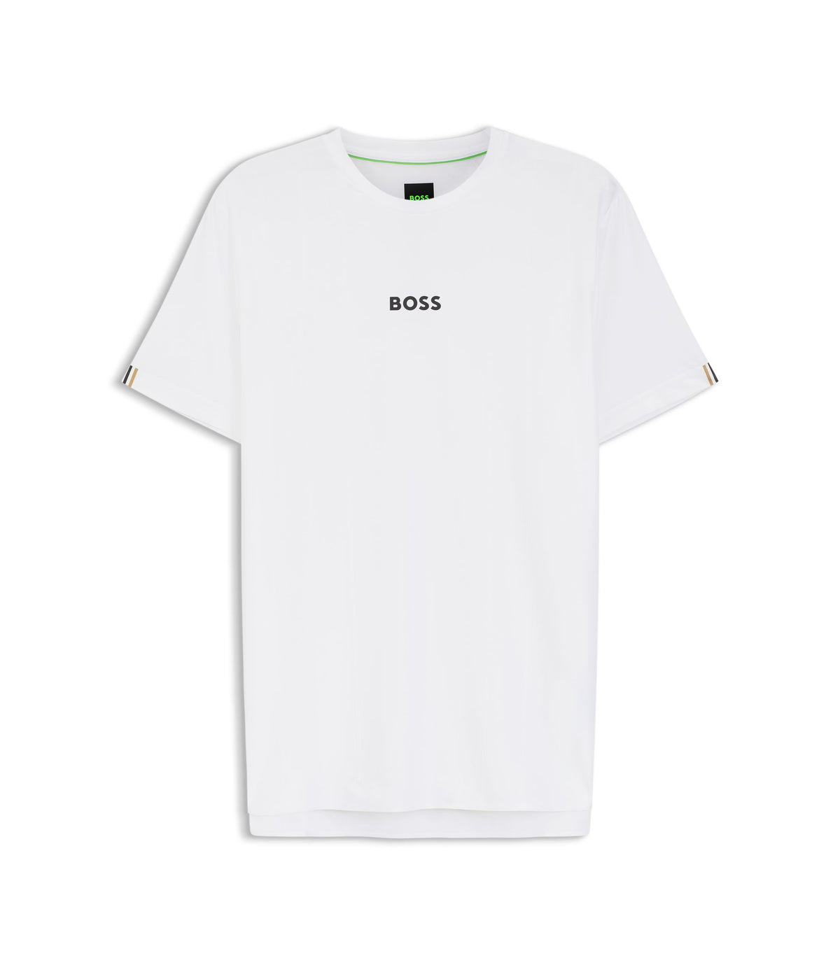 Boss Active Jacquard Stripe Slim Fit T Shirt With Logo Print White