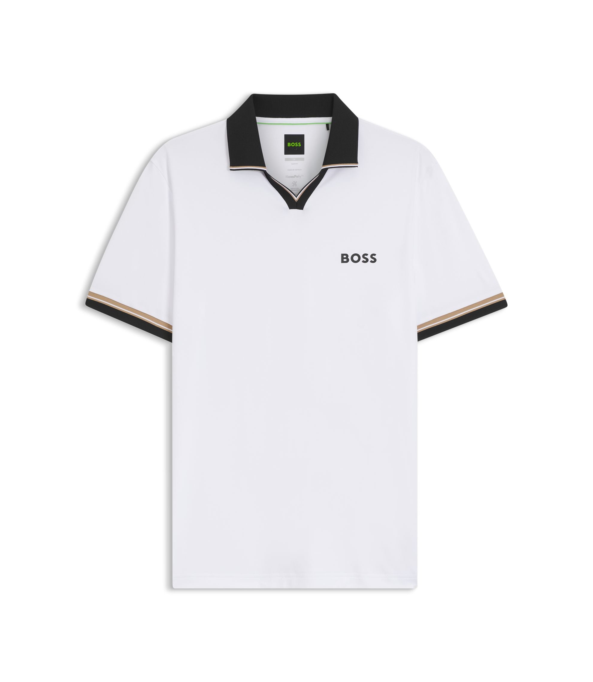 Boss Active Slim Fit Polo Shirt With Signature Stripe Details White