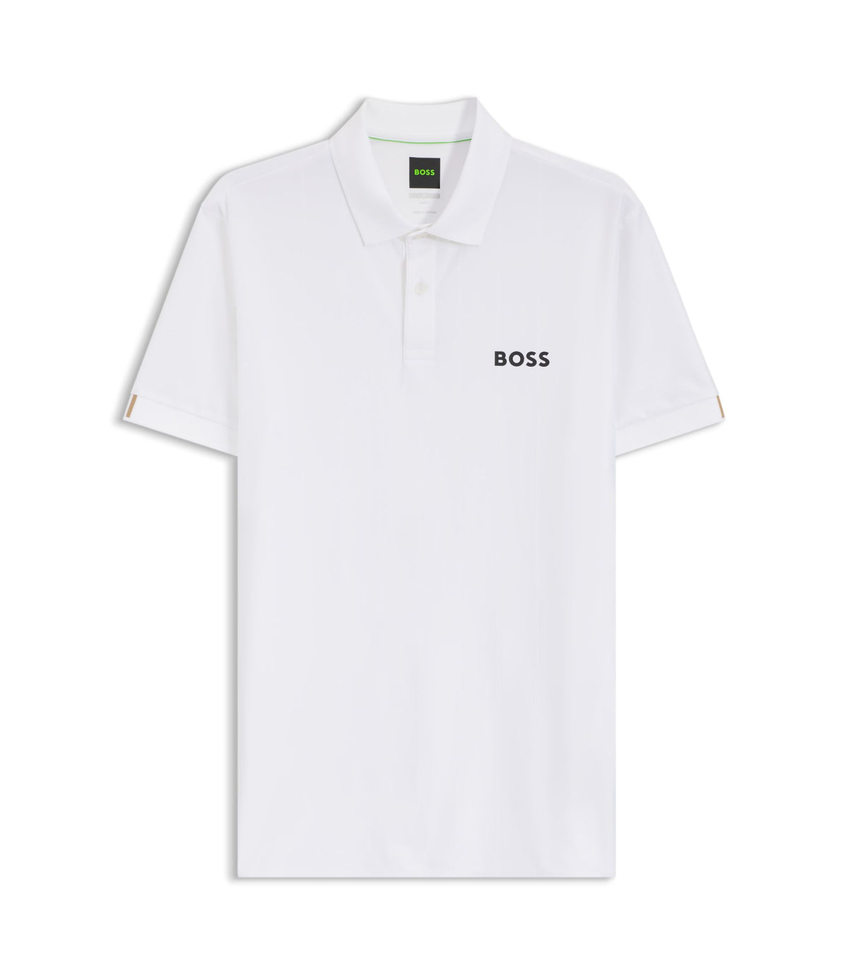 Boss Active Stripe Jersey Slim Fit Polo Shirt With Four Way Stretch White