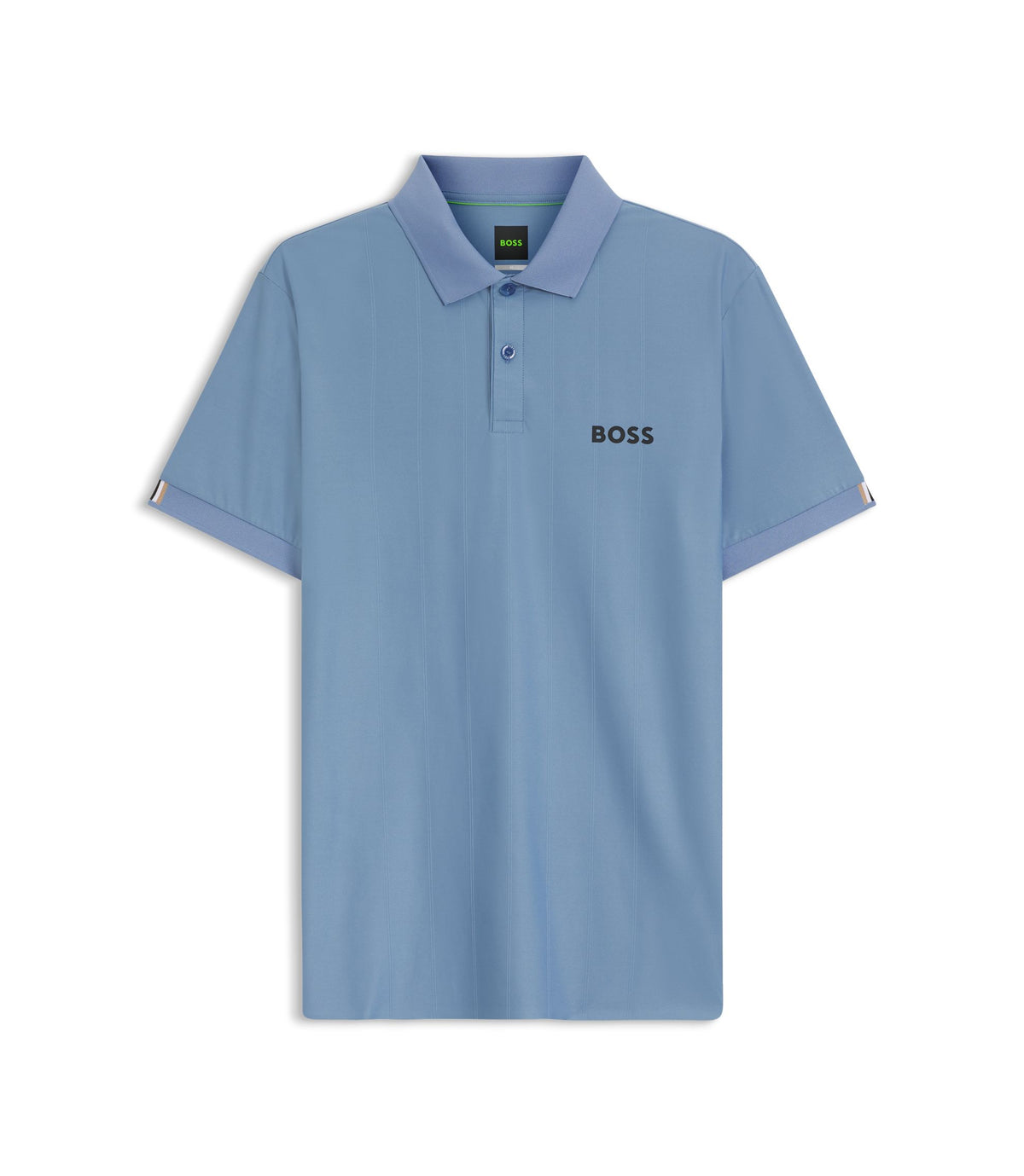 Boss Active Stripe Jersey Slim Fit Polo Shirt With Four Way Stretch Light Blue