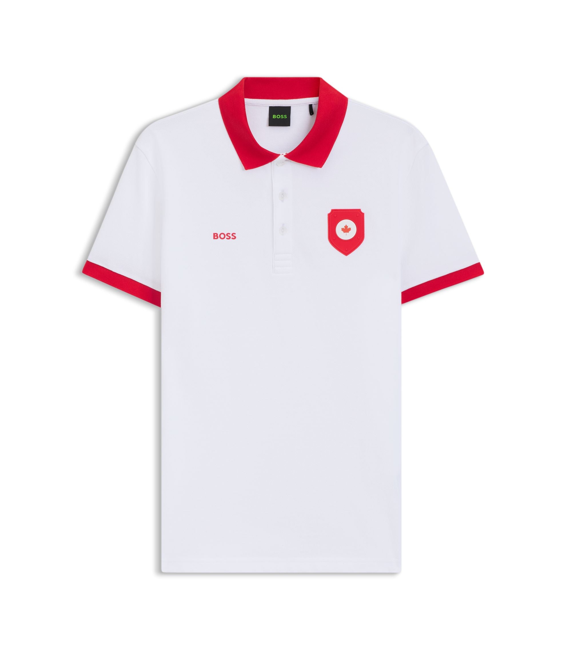 Boss Paddy Polo Shirt With Country Flag Canada White