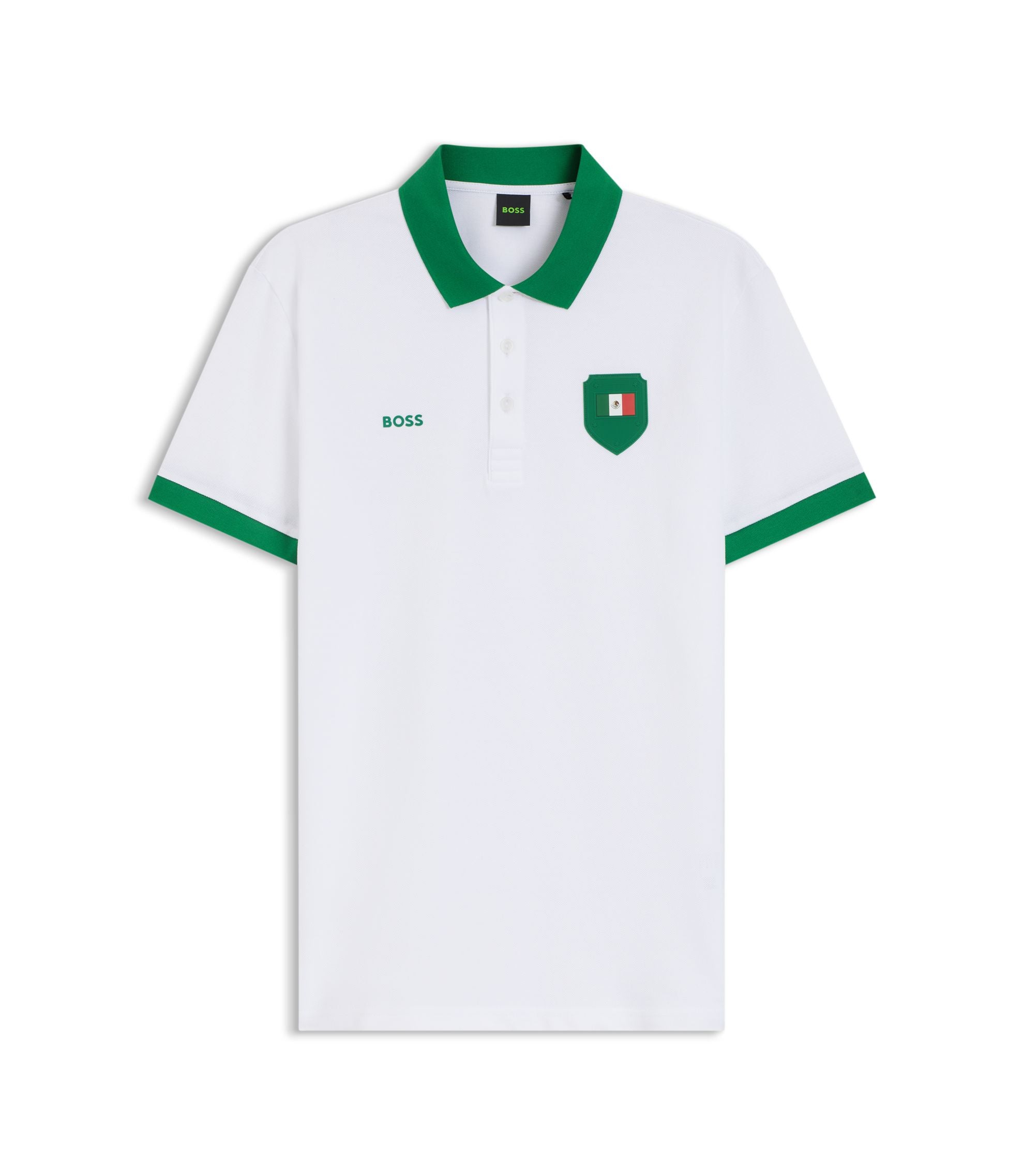 Boss Paddy Polo Shirt With Country Flag Mexico White