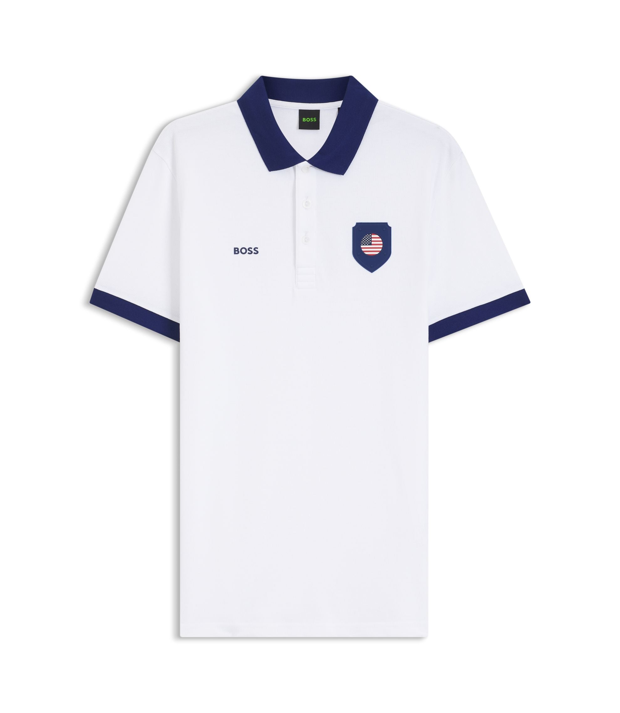 Boss Paddy Polo Shirt With Country Flag Usa White