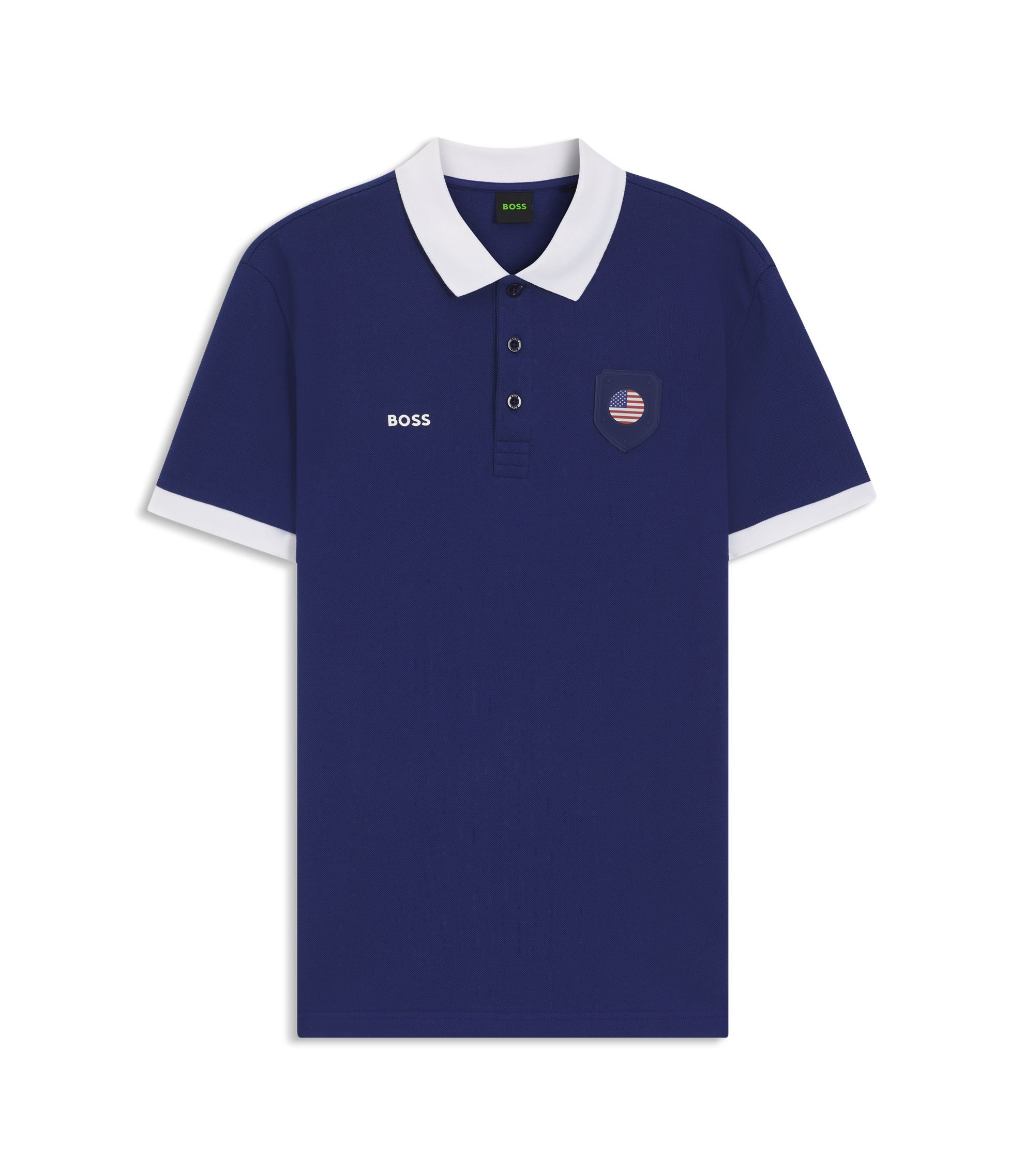 Boss Paddy Polo Shirt With Country Flag Usa Blue