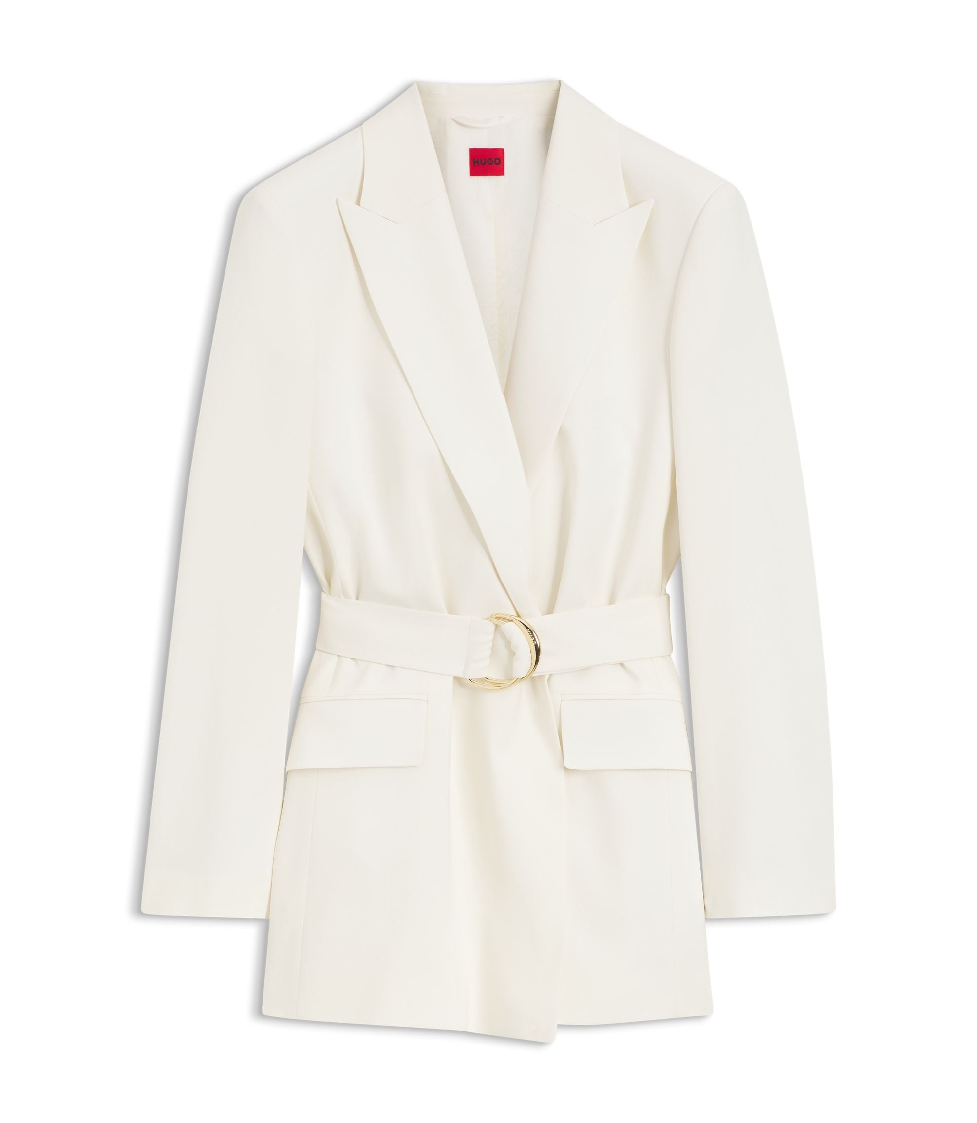 Hugo Relaxed Fit Blazer With D Ring Belt White Women's