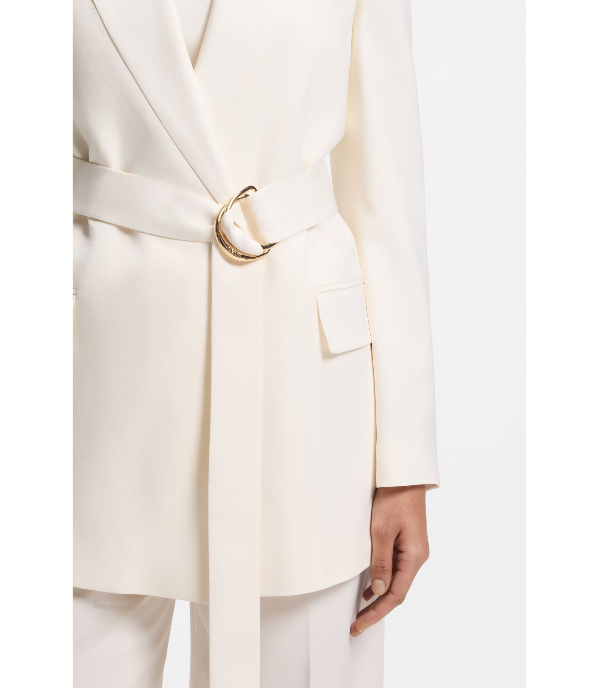 Hugo Relaxed Fit Blazer With D Ring Belt White Women's