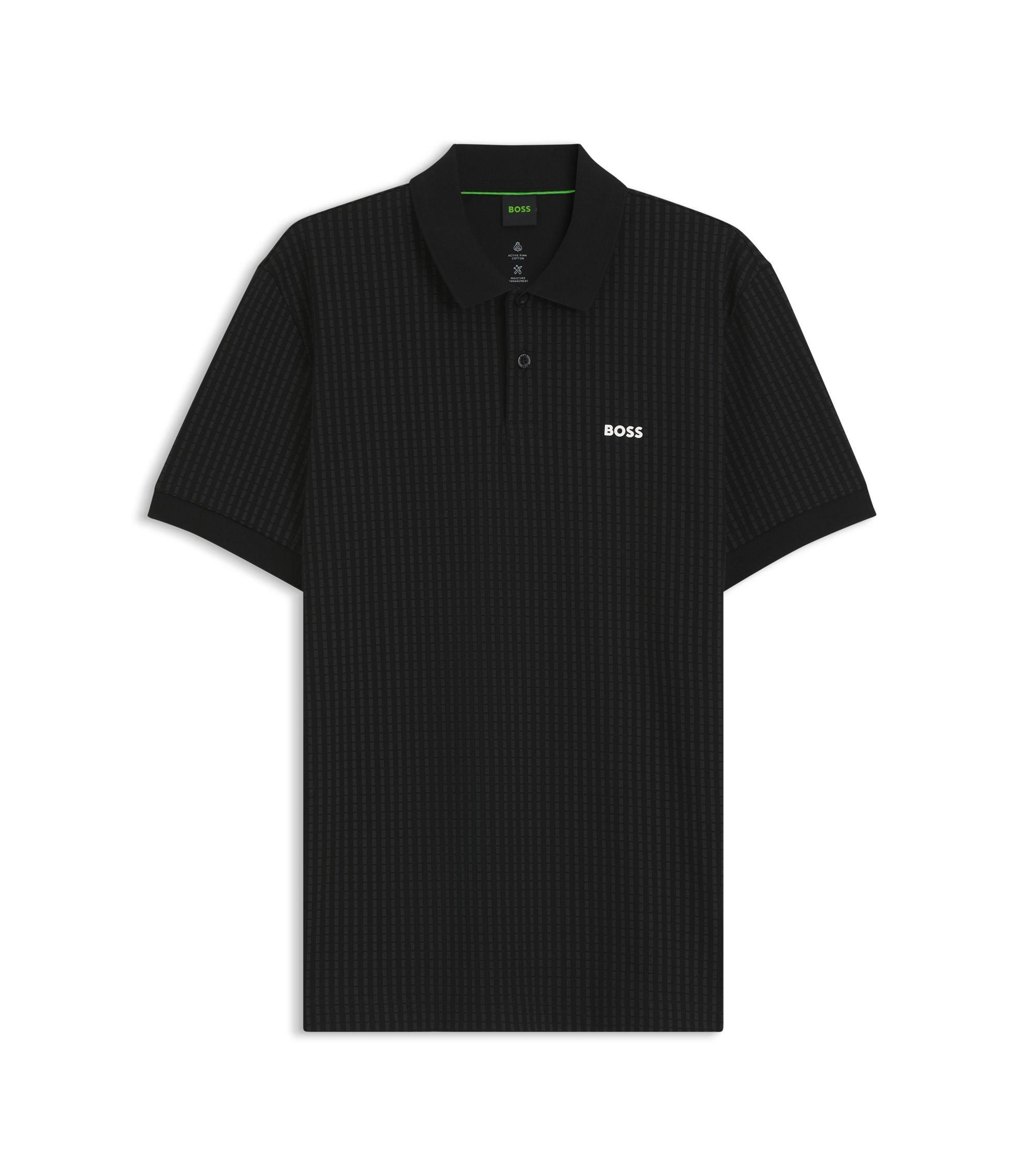 Boss Cotton Piqu Polo Shirt With All Over Print Black
