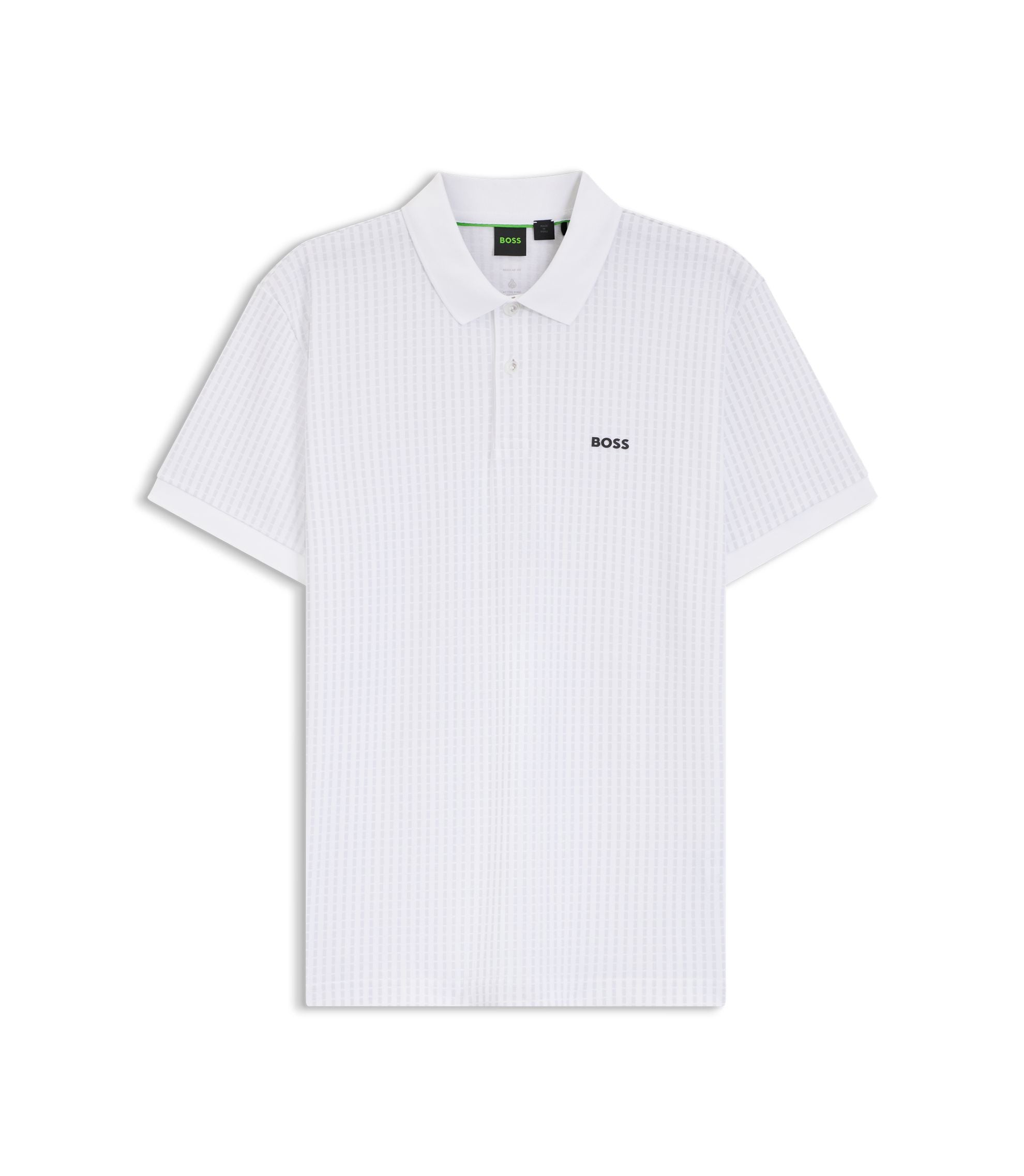 Boss Cotton Piqu Polo Shirt With All Over Print White