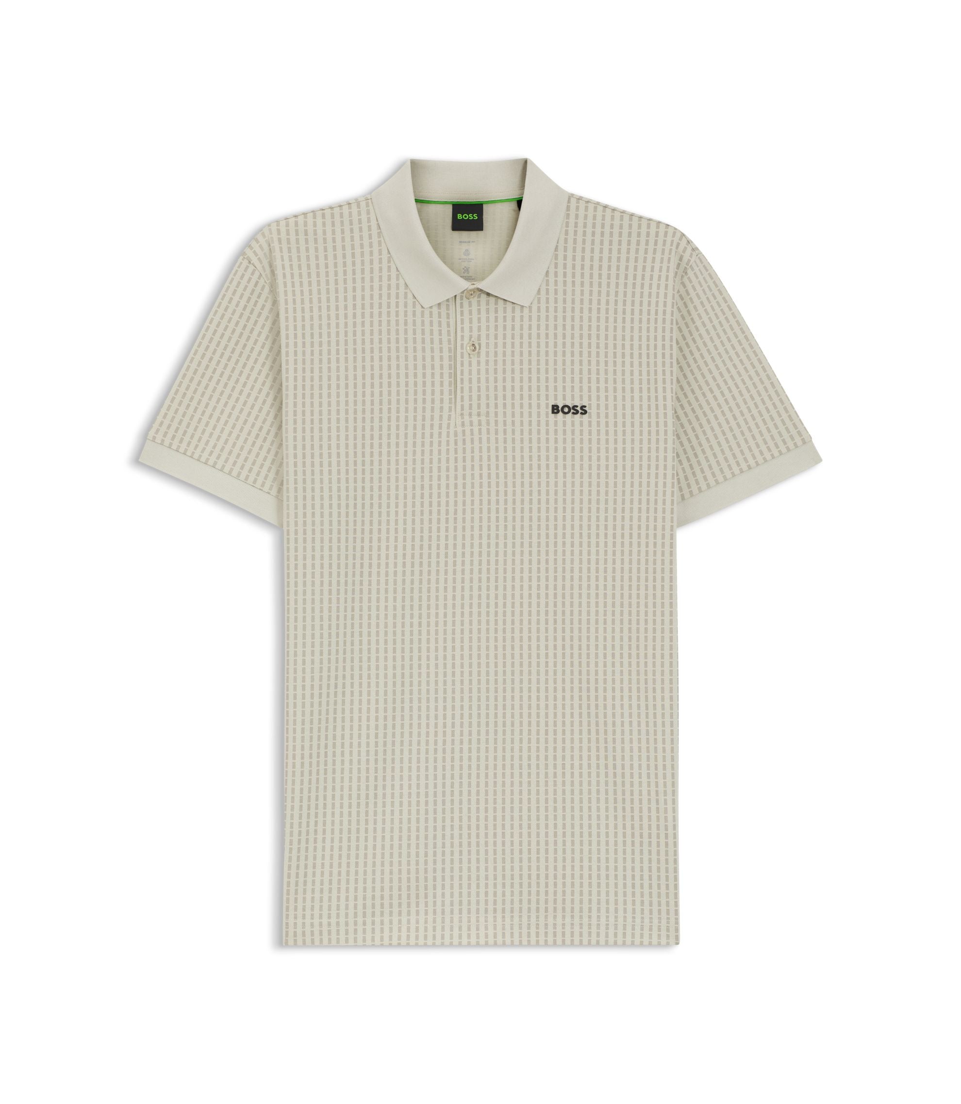 Boss Cotton Piqu Polo Shirt With All Over Print Light Beige