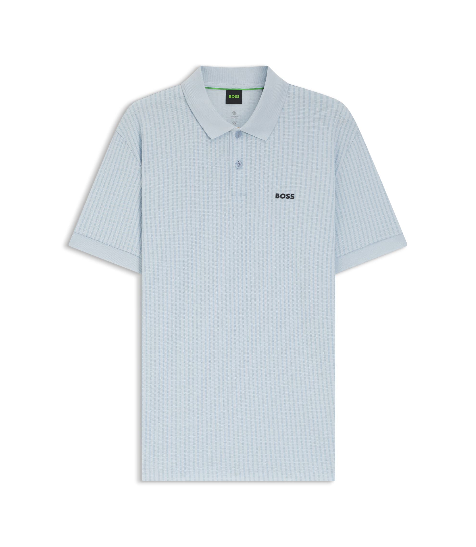 Boss Cotton Piqu Polo Shirt With All Over Print Light Blue