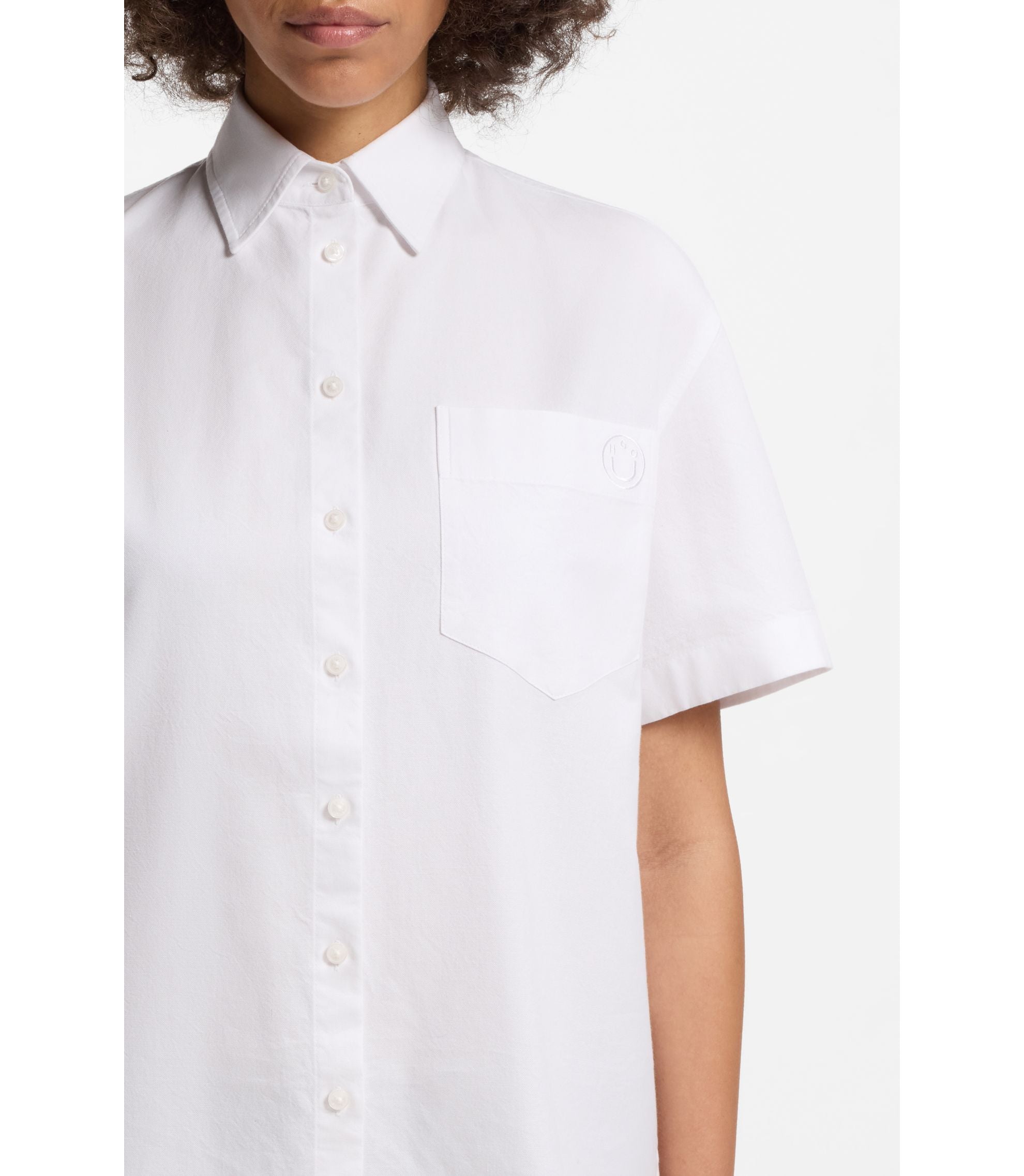 Hugo Relaxed Fit Blouse In Oxford Cotton White Women's