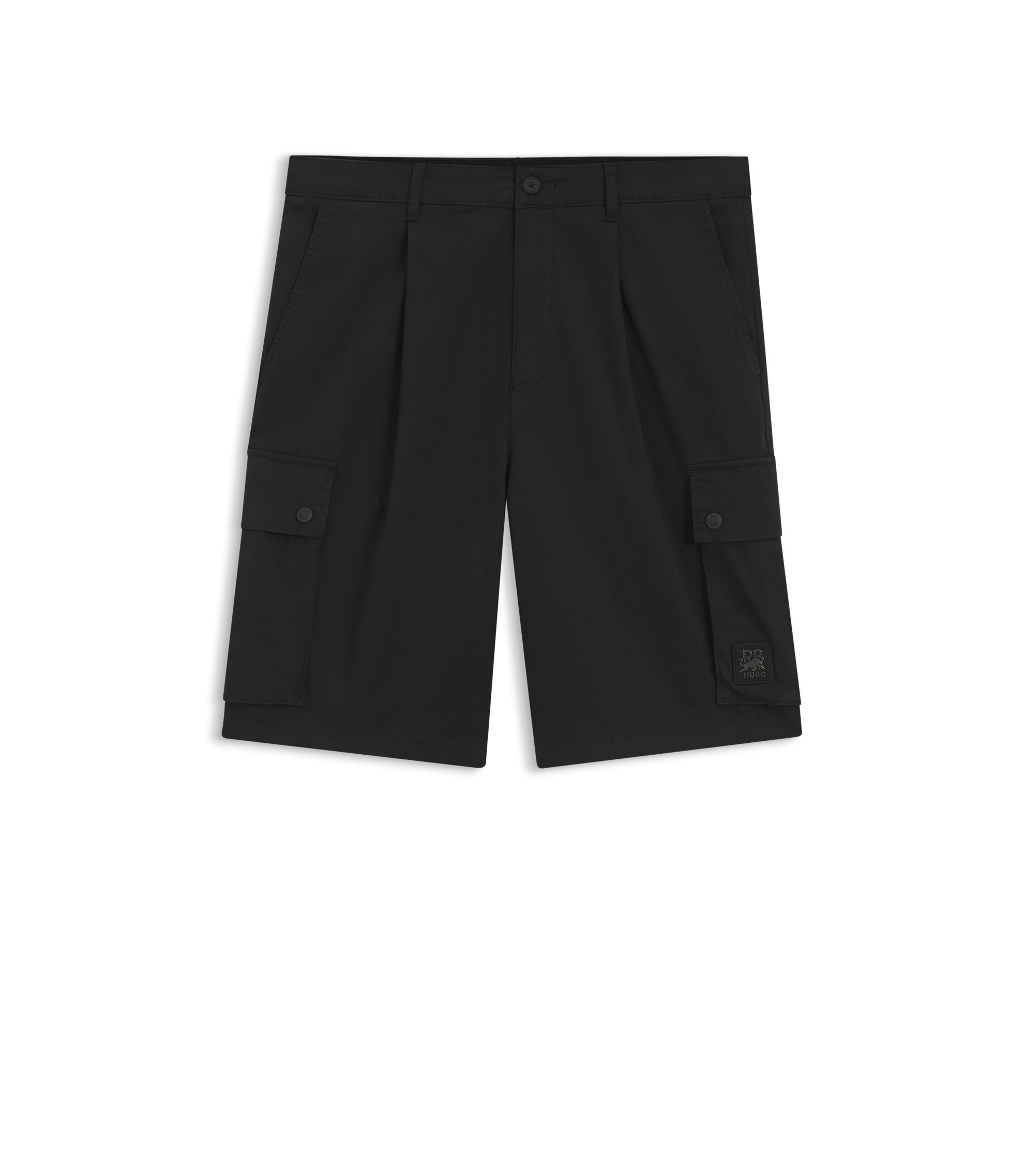 Hugo X Rb Stretch Cotton Shorts With Bull Motif Black