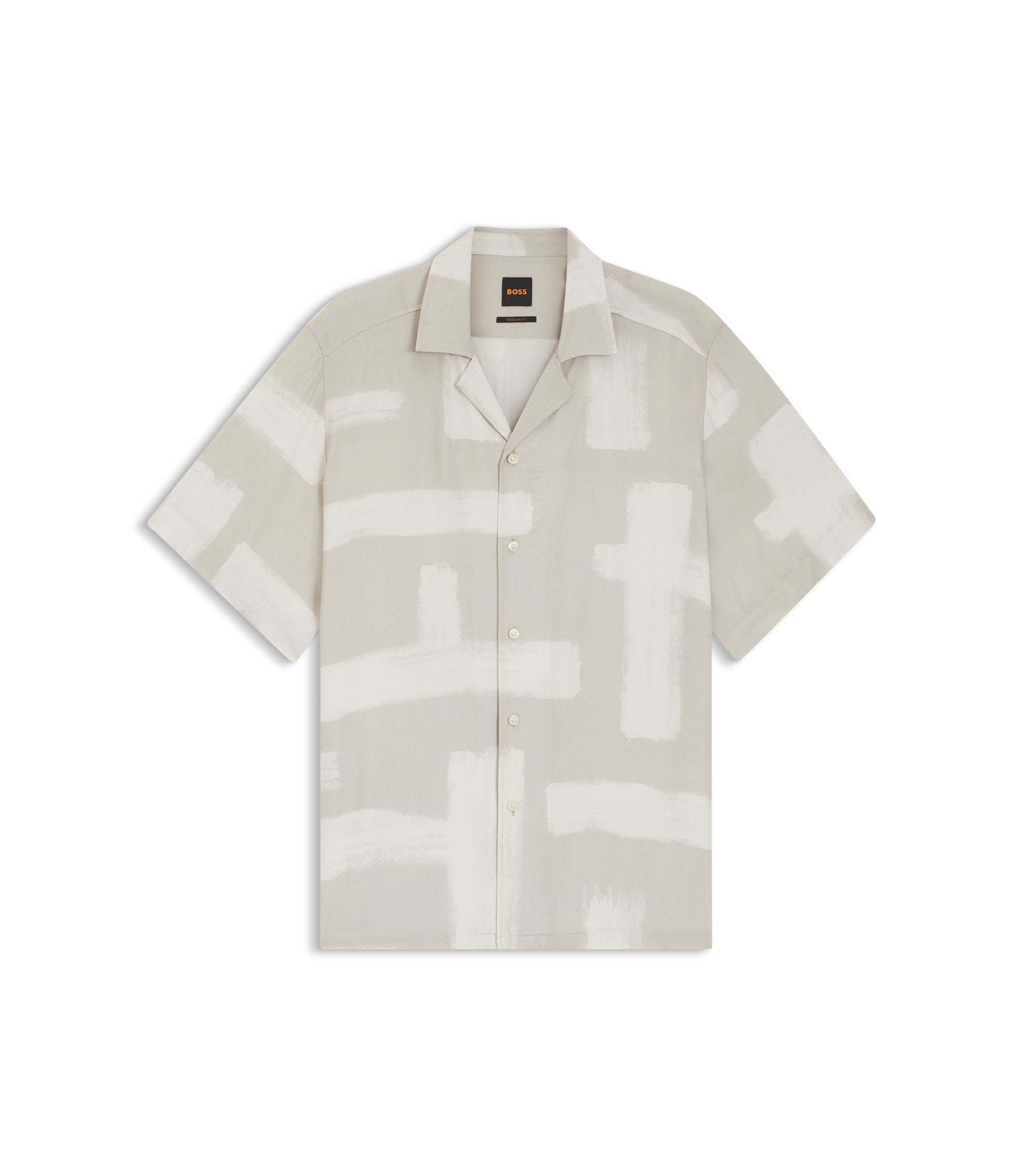 Boss Regular Fit Shirt With Maxi Print Light Grey