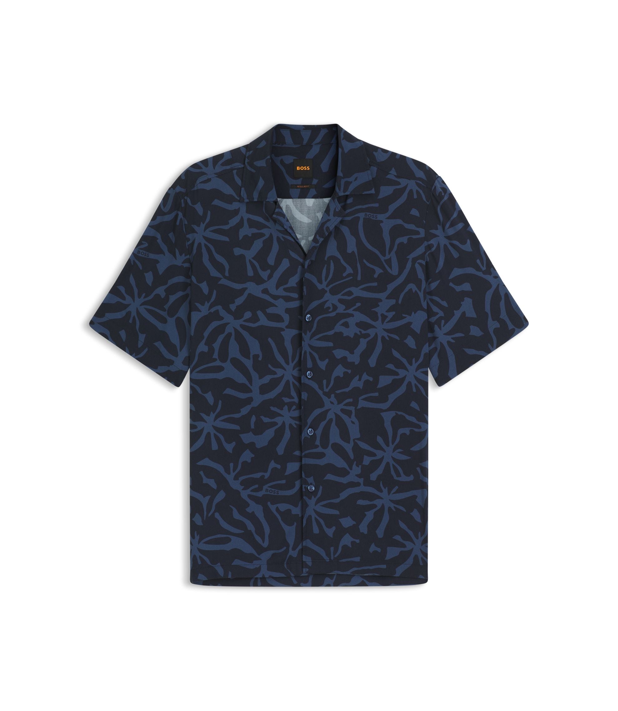 Boss Regular Fit Shirt With Maxi Print Dark Blue