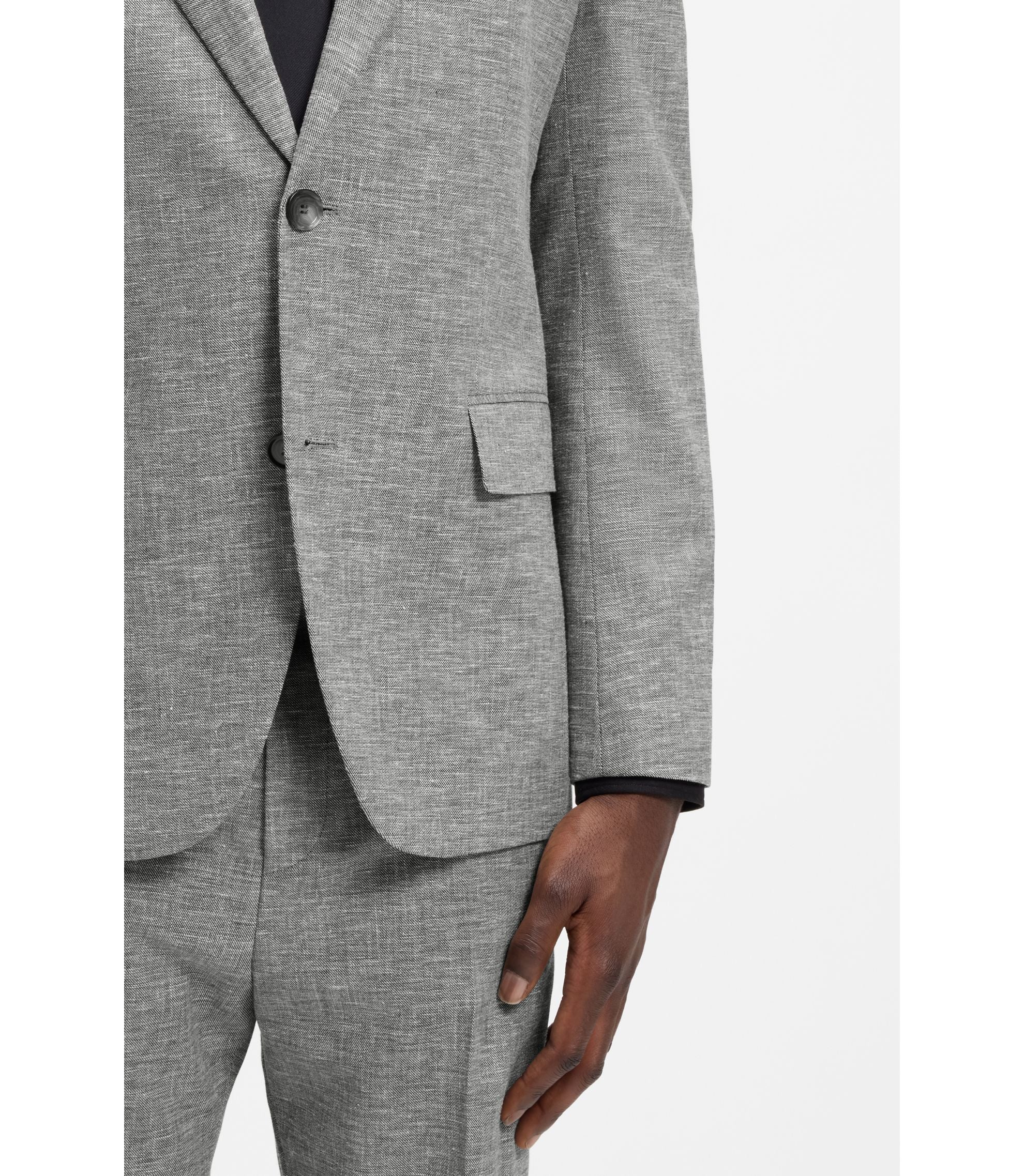Hugo Two Piece Modern Fit Suit In Sharkskin Fabric Dark Grey
