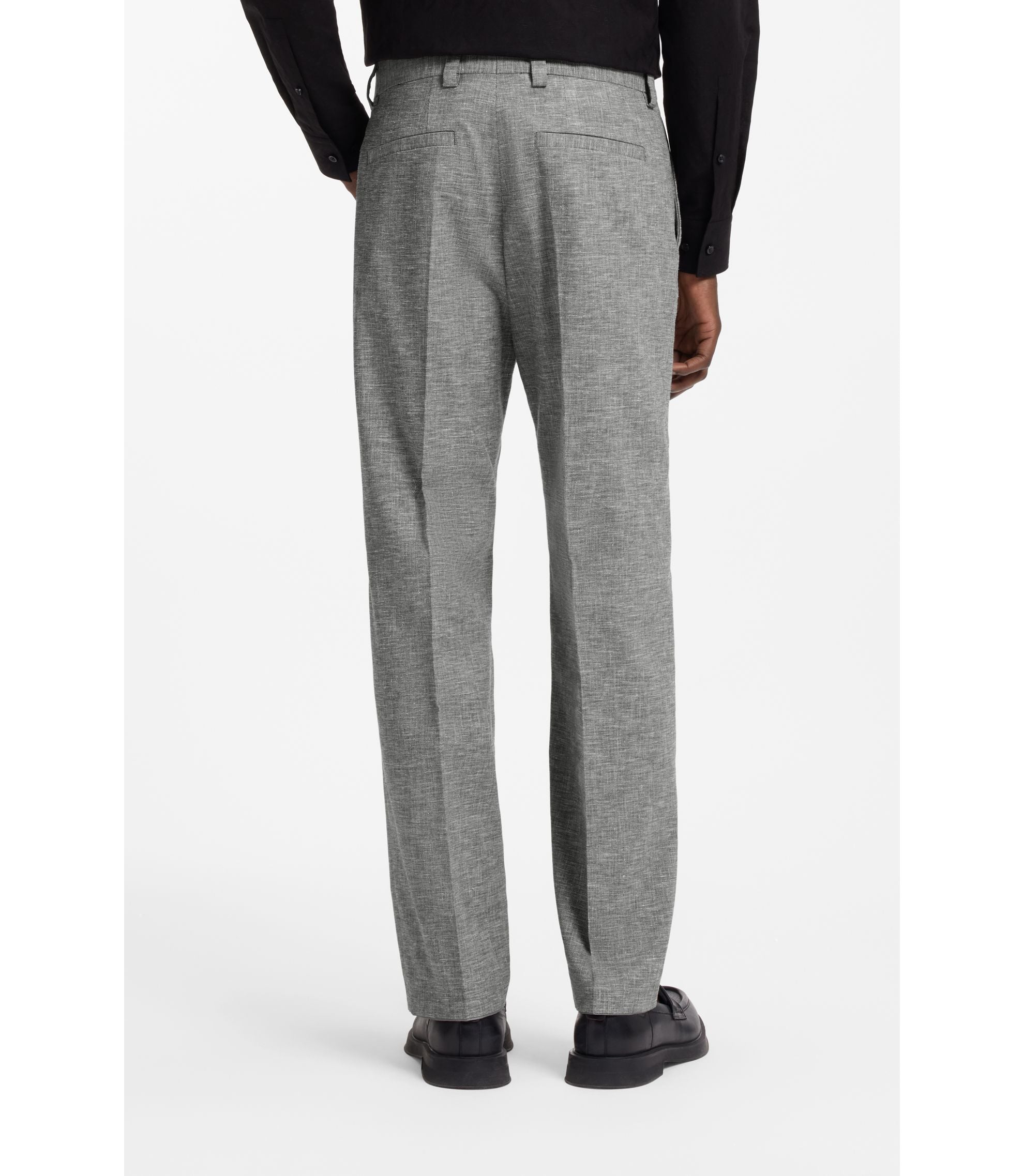 Hugo Two Piece Modern Fit Suit In Sharkskin Fabric Dark Grey