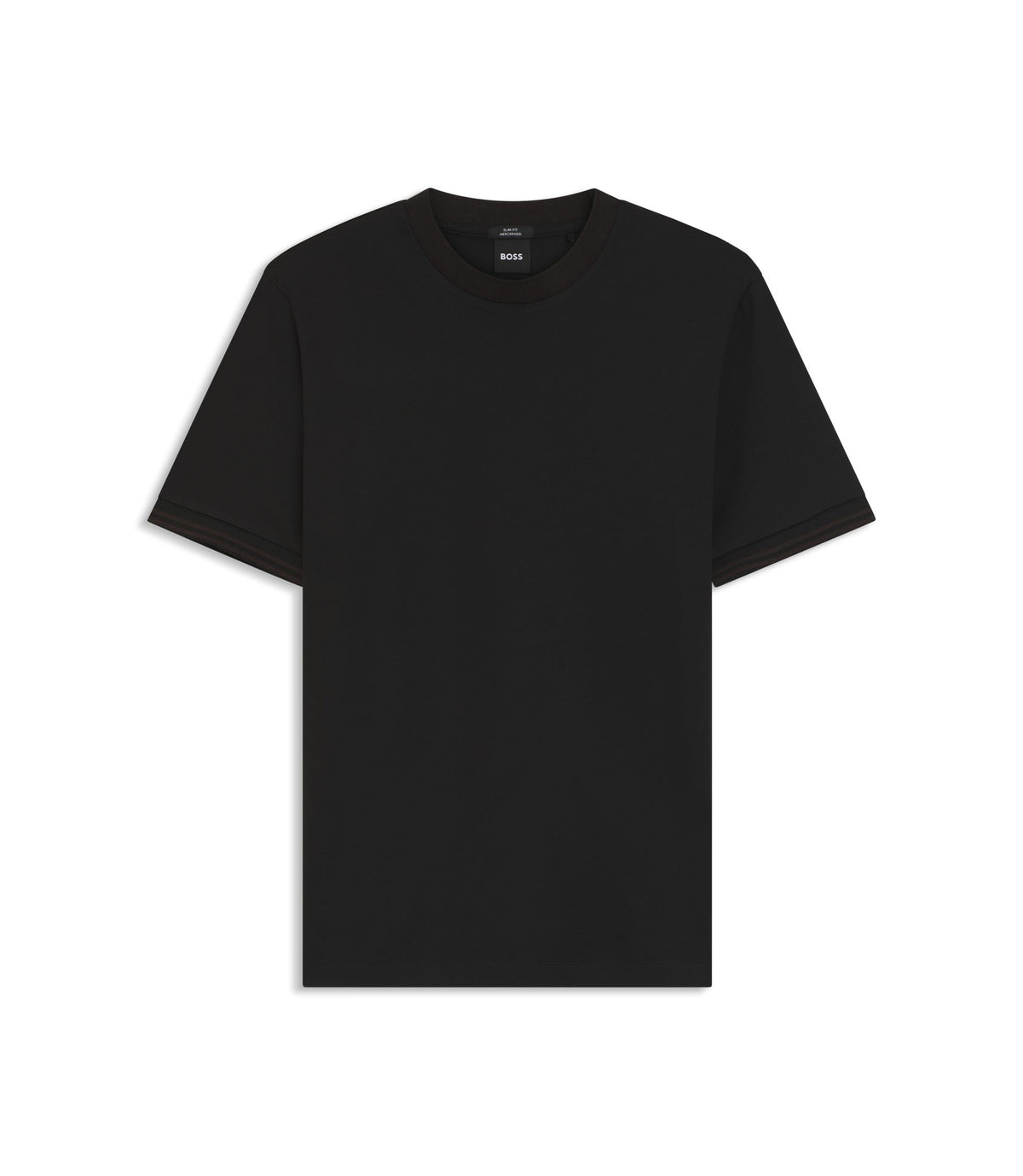 Boss Contrast Tipping Slim Fit T Shirt In Mercerised Cotton Black