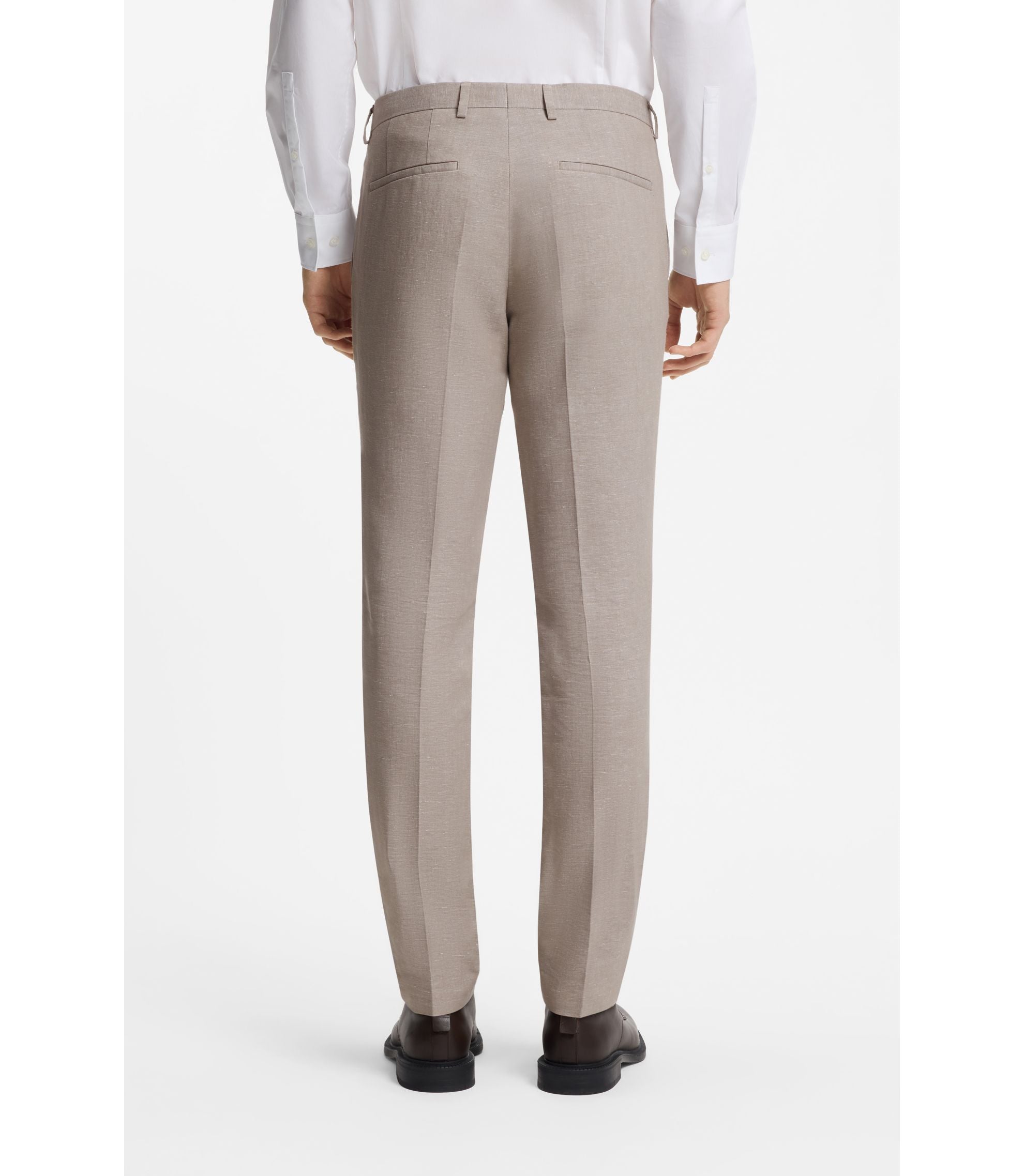 Hugo Three Piece Extra Slim Fit Suit Light Brown