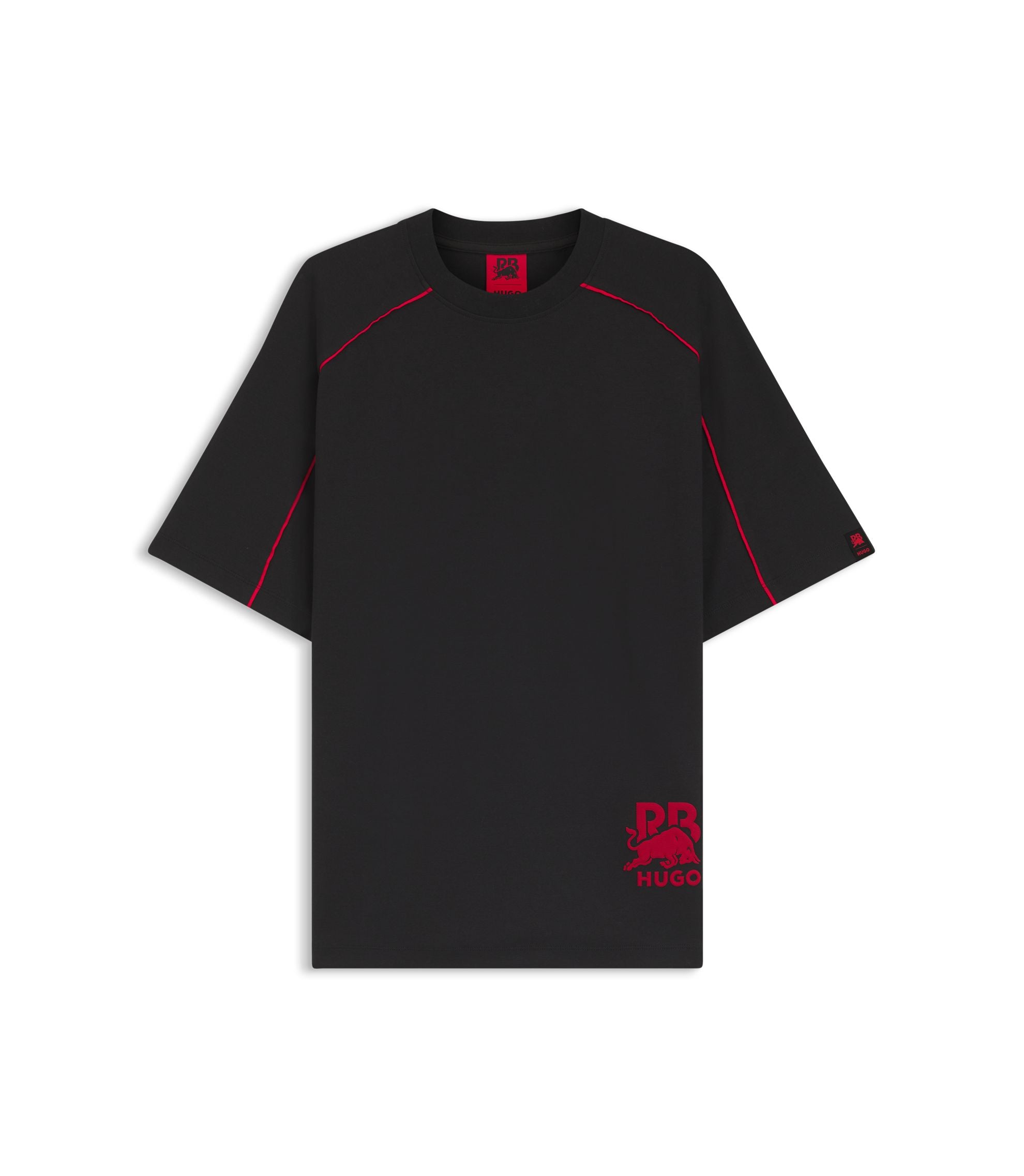 Hugo X Rb Cotton Blend T Shirt With Contrast Piping Black