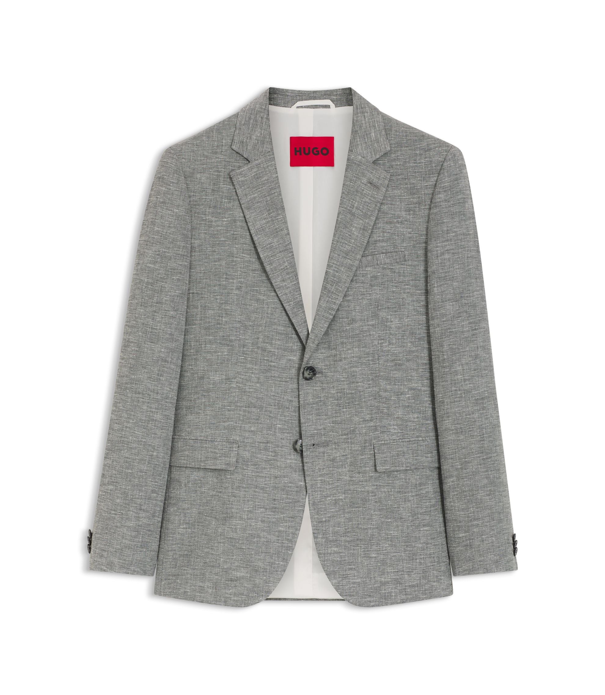 Hugo Extra Slim Fit Jacket In Performance Sharkskin Dark Grey