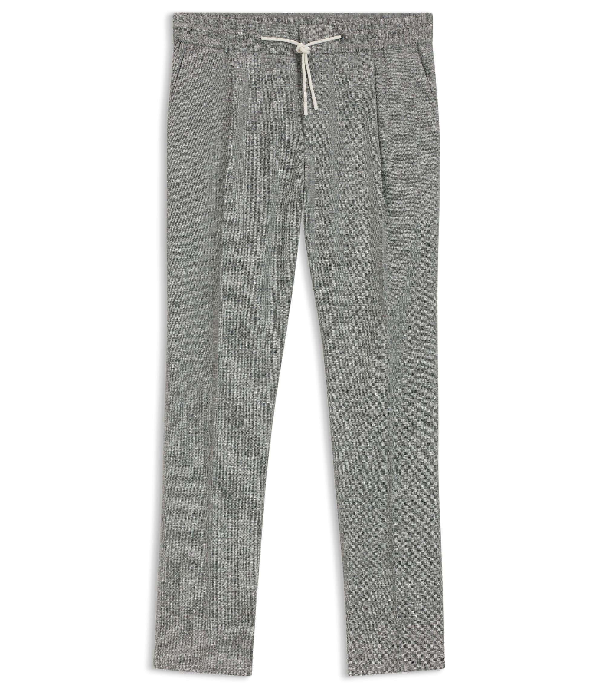 Hugo Slim Fit Trousers In Performance Sharkskin Dark Grey