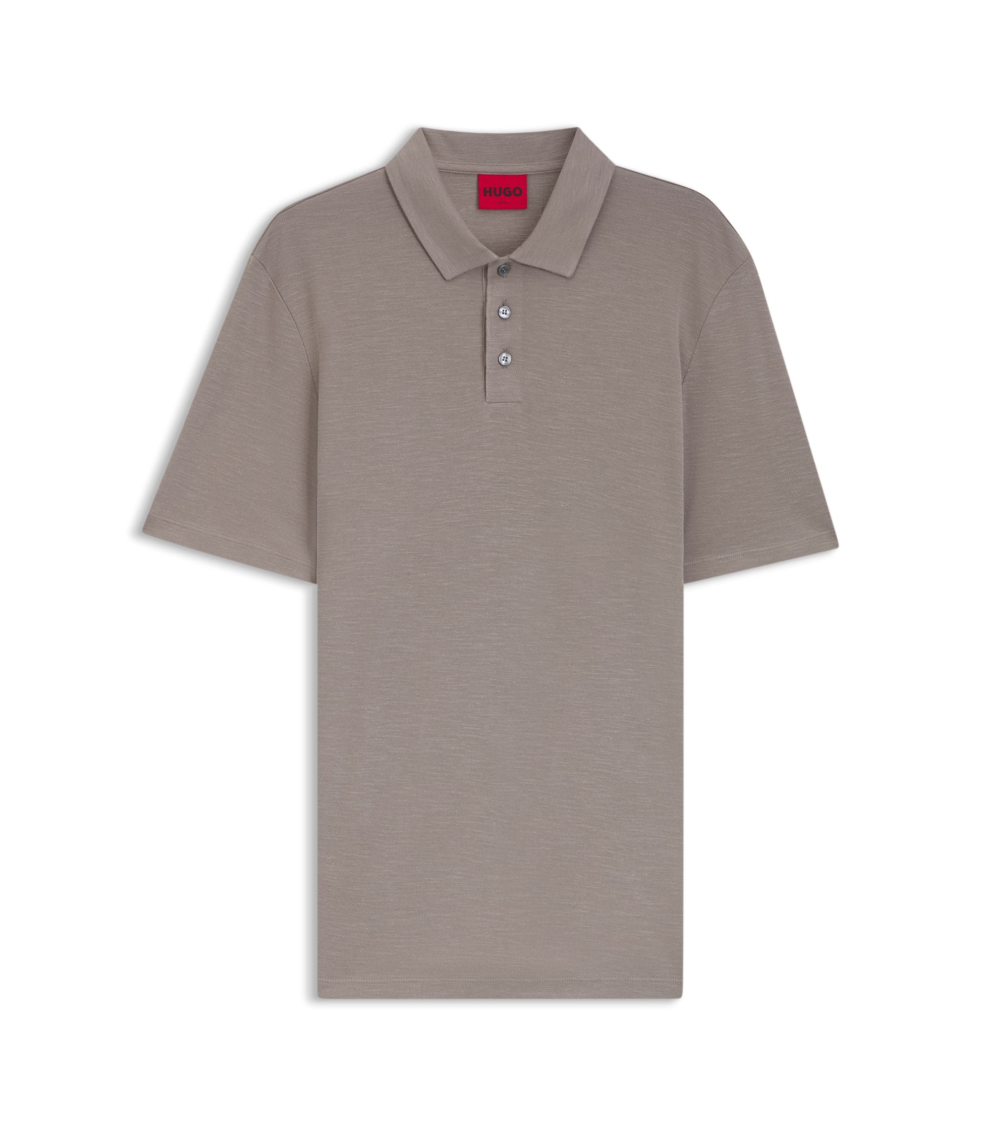 Hugo Slub Interlock Polo Shirt In A Slim Fit Light Brown