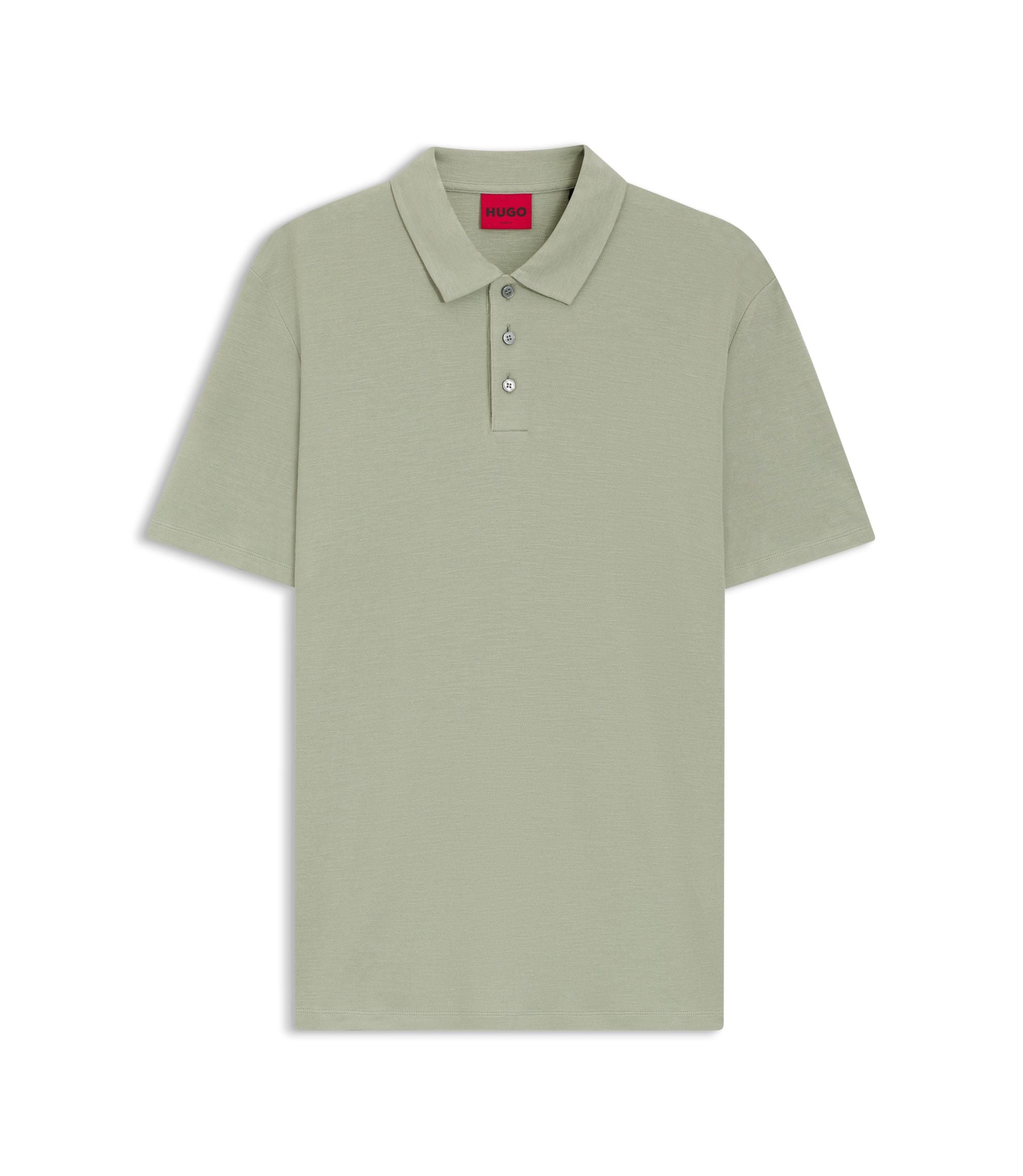 Hugo Slub Interlock Polo Shirt In A Slim Fit Light Green