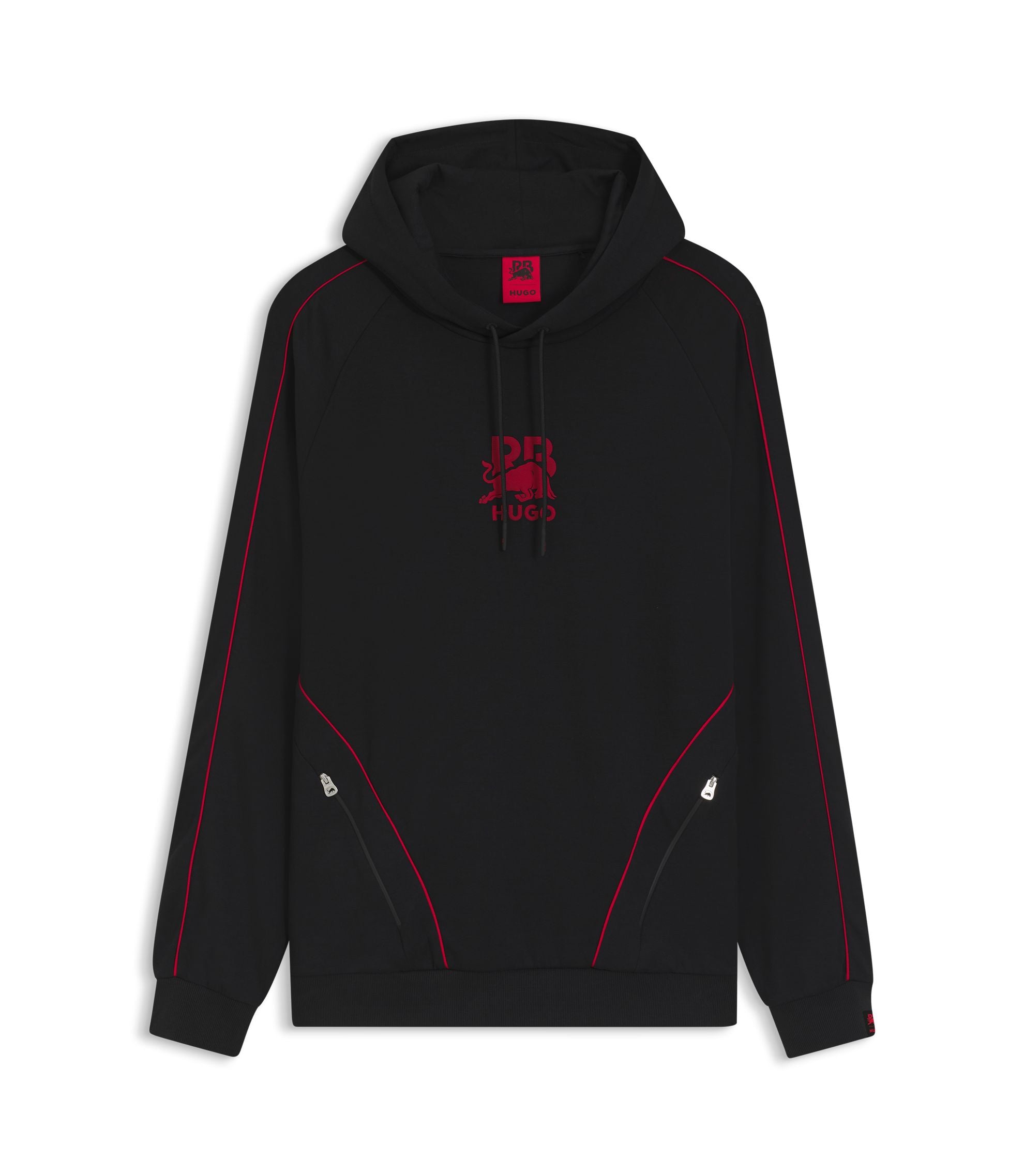 Hugo X Rb Stretch Cotton Hoodie With Bull Motif Black