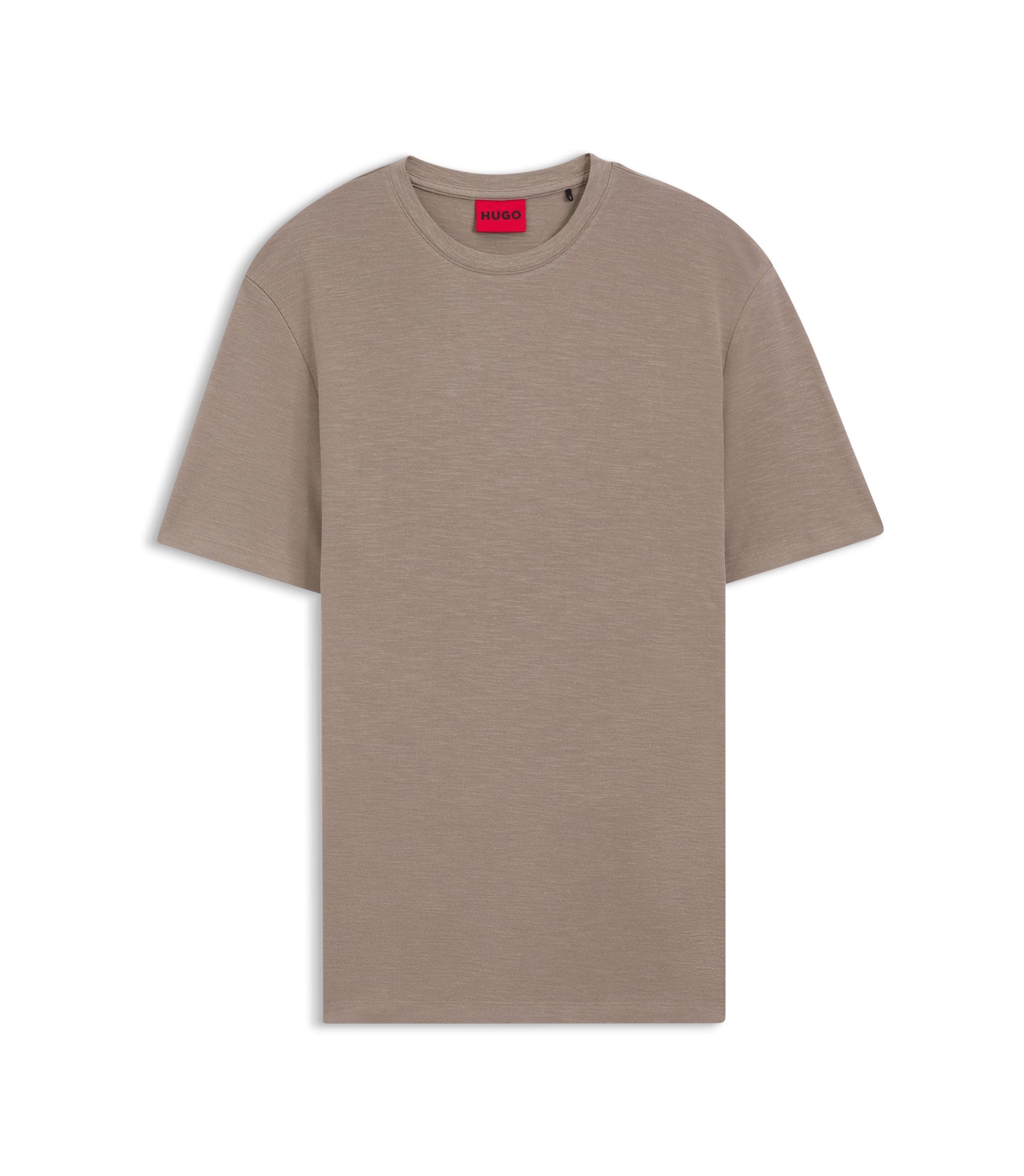 Hugo Slub Interlock T Shirt In A Slim Fit Light Brown