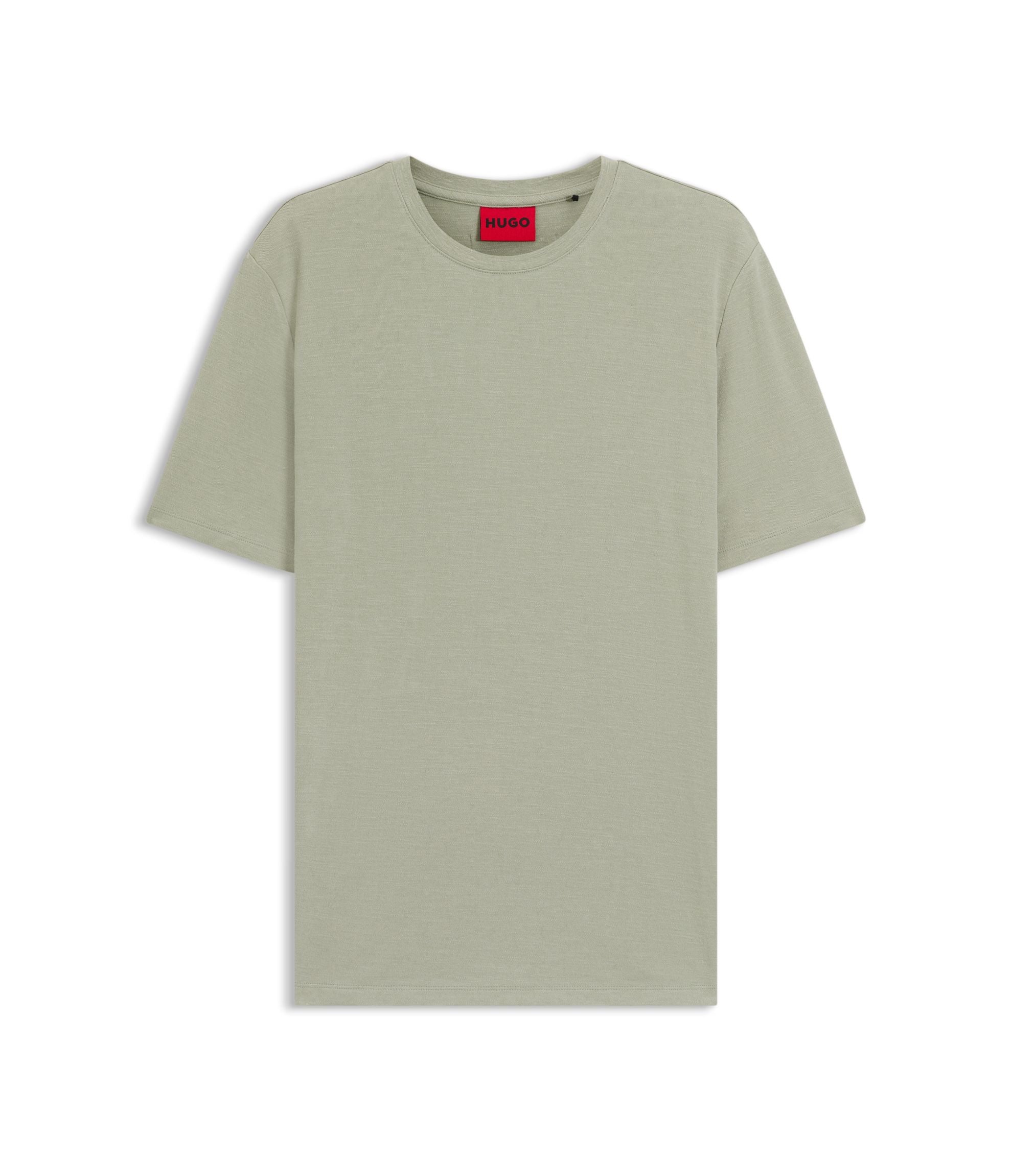 Hugo Slub Interlock T Shirt In A Slim Fit Light Green
