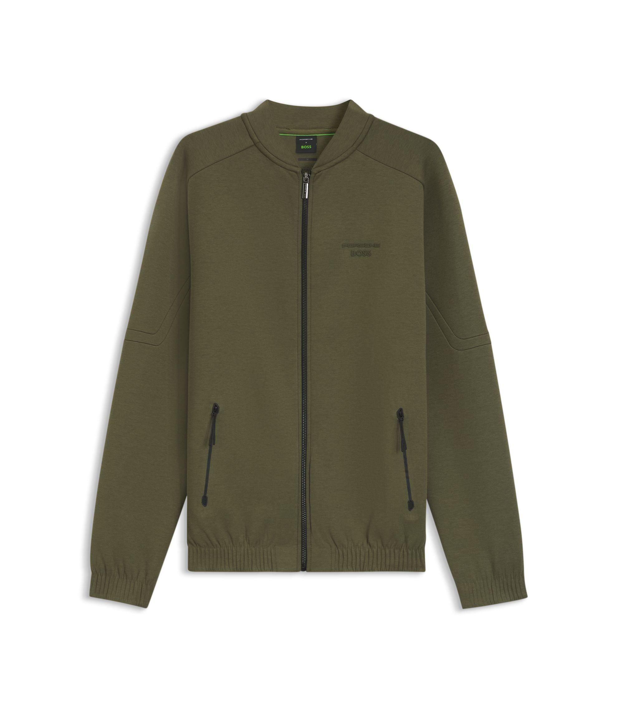 Boss Porsche X Boss Zipper Up Sweatshirt With Embossed Artwork Light Green