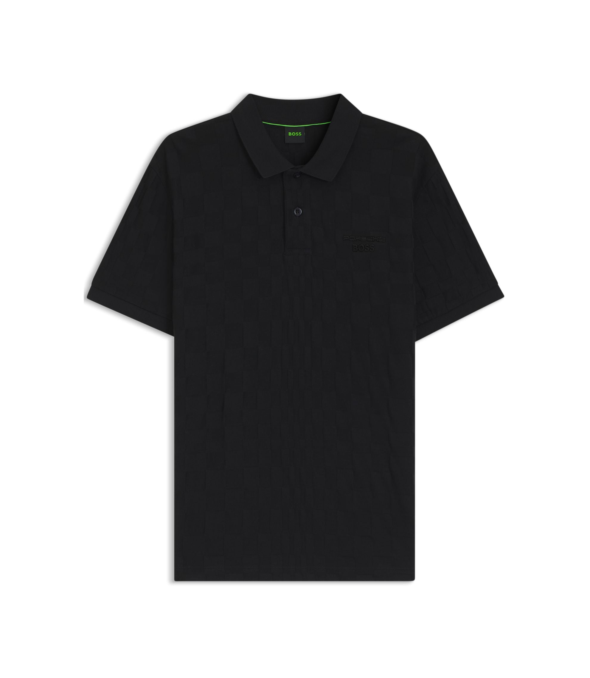 Boss Porsche X Boss Polo Shirt In Jacquard Patterned Cotton Black