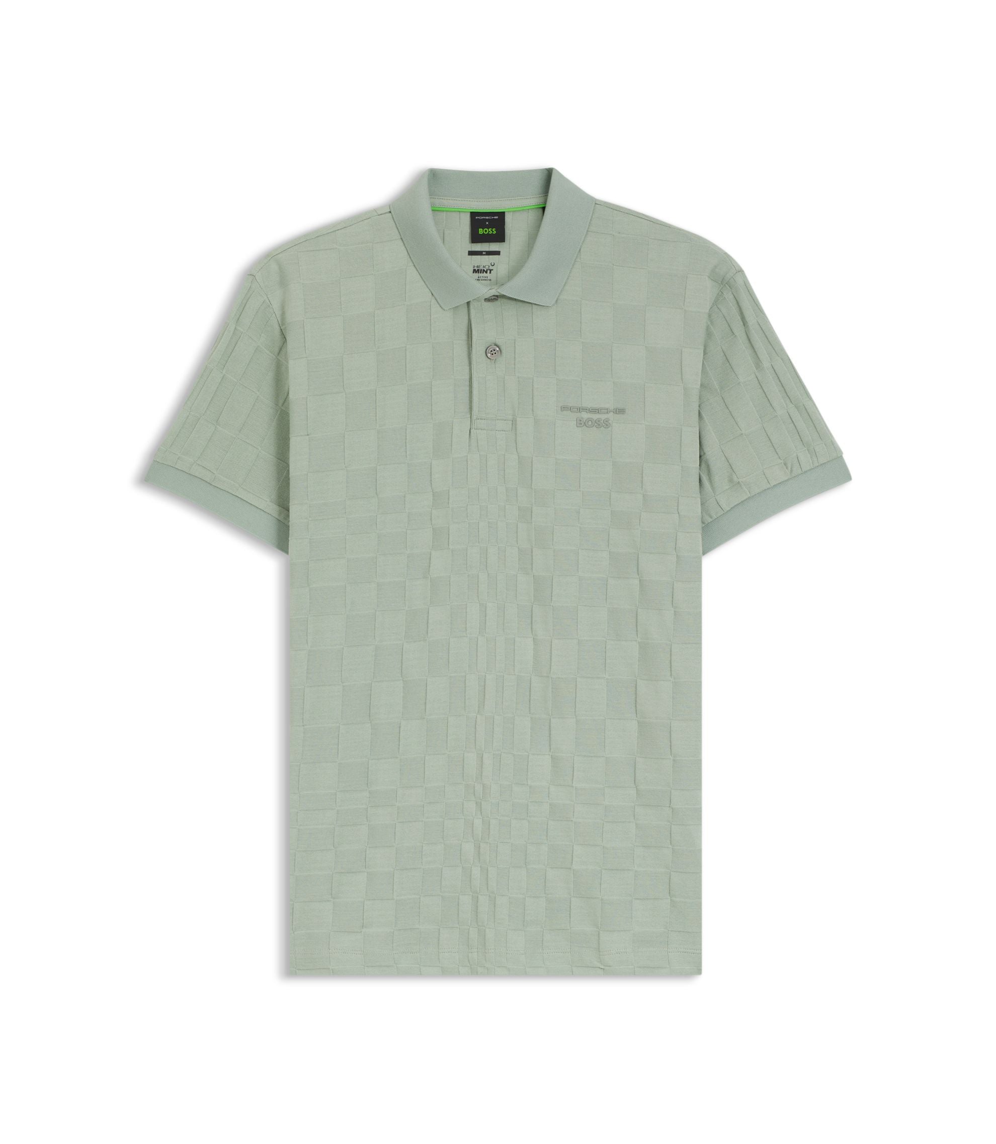 Boss Porsche X Boss Polo Shirt In Jacquard Patterned Cotton Light Green